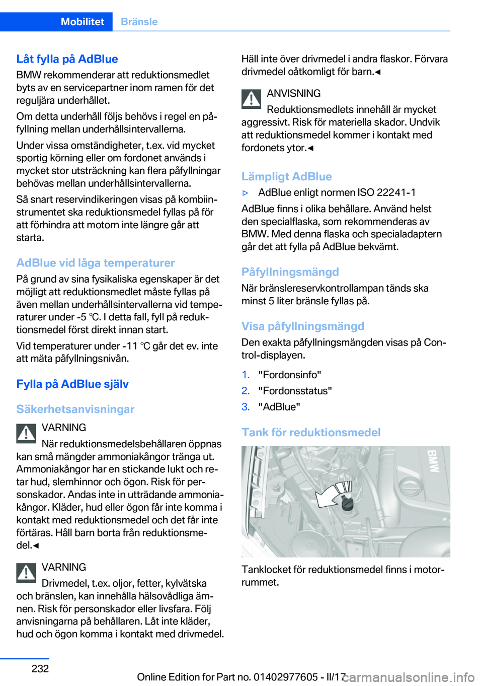 BMW X6 2017  InstruktionsbÖcker (in Swedish) �L�å�t��f�y�l�l�a��p�å��A�d�B�l�u�e
�B�M�W� �r�e�k�o�m�m�e�n�d�e�r�a�r� �a�t�t� �r�e�d�u�k�t�i�o�n�s�m�e�d�l�e�t
�b�y�t�s� �a�v� �e�n� �s�e�r�v�i�c�e�p�a�r�t�n�e�r� �i�n�o�m� �r�a�m�e�n� �f�ö�r�