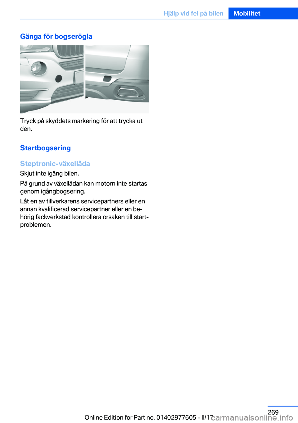 BMW X6 2017  InstruktionsbÖcker (in Swedish) �G�ä�n�g�a��f�