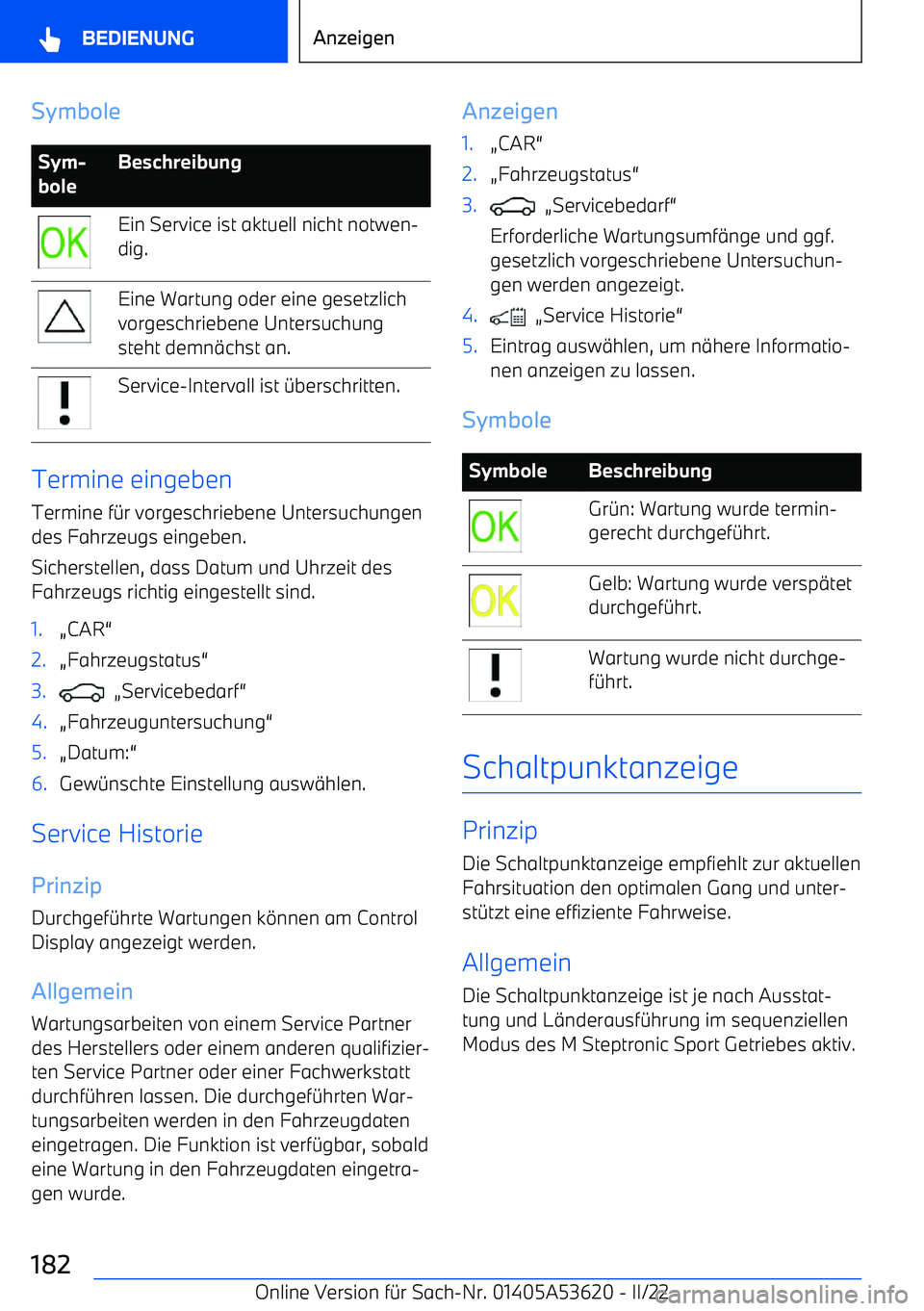 BMW X6 M 2022  Betriebsanleitungen (in German) SymboleSym