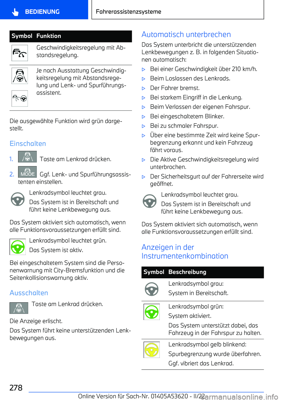BMW X6 M 2022 Betriebsanleitungen (in German) SymbolFunktionGeschwindigkeitsregelung mit Ab BMW X6 M 2022 Betriebsanleitungen (in German) SymbolFunktionGeschwindigkeitsregelung mit Ab