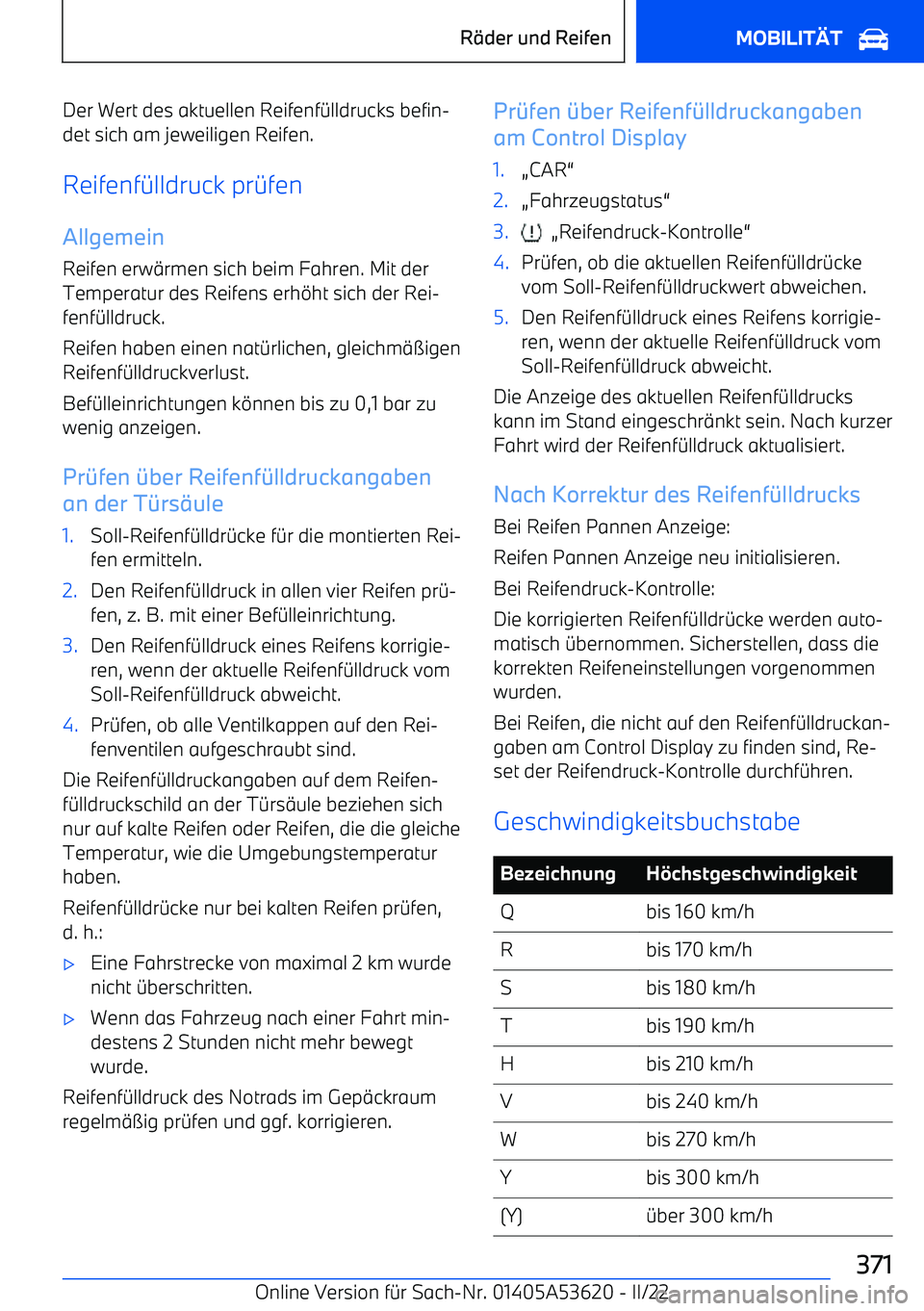 BMW X6 M 2022 Betriebsanleitungen (in German) Der Wert des aktuellen Reifenf BMW X6 M 2022 Betriebsanleitungen (in German) Der Wert des aktuellen Reifenf