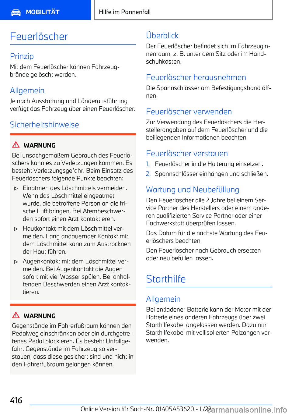 BMW X6 M 2022  Betriebsanleitungen (in German) Feuerl