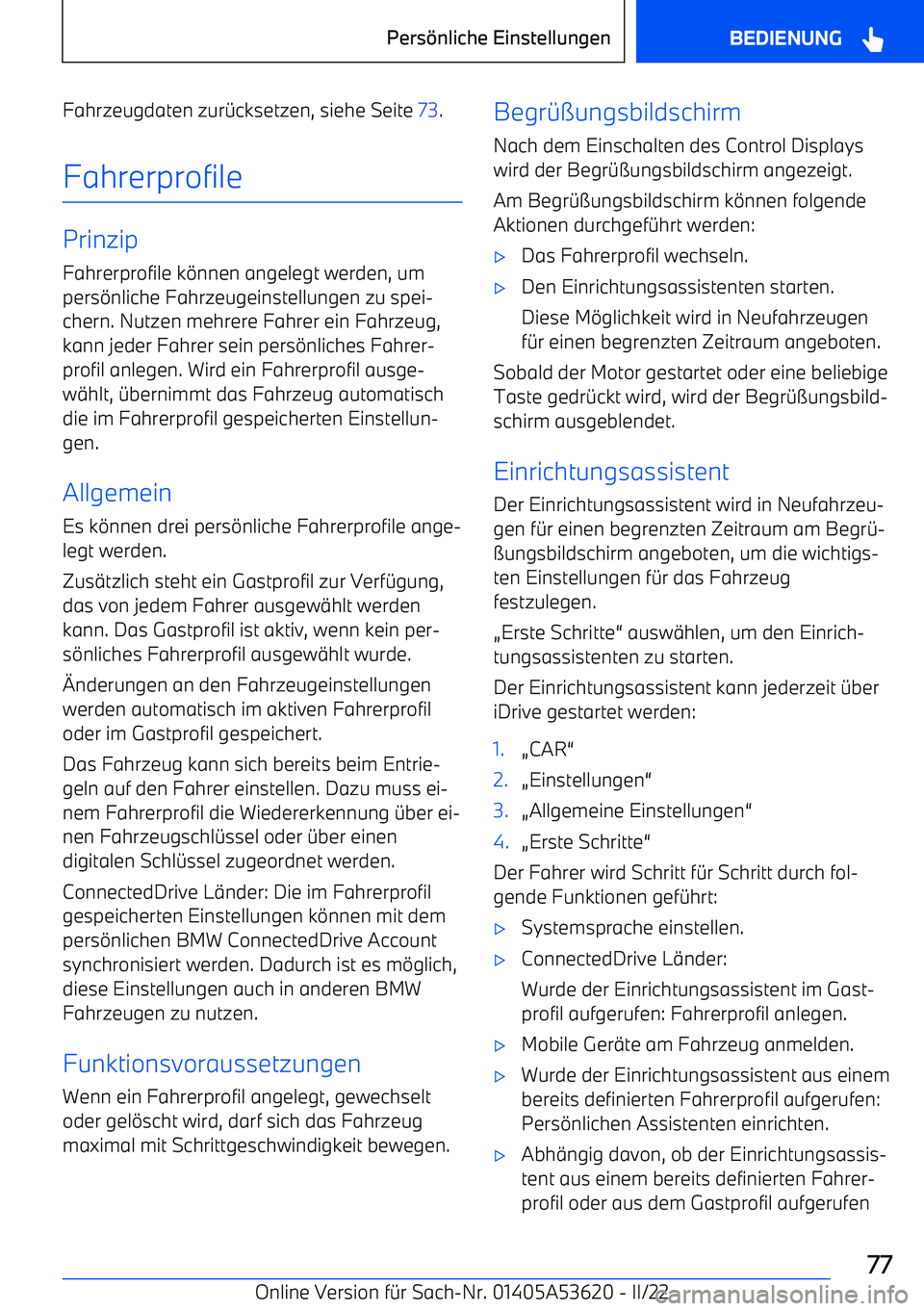 BMW X6 M 2022  Betriebsanleitungen (in German) Fahrzeugdaten zur