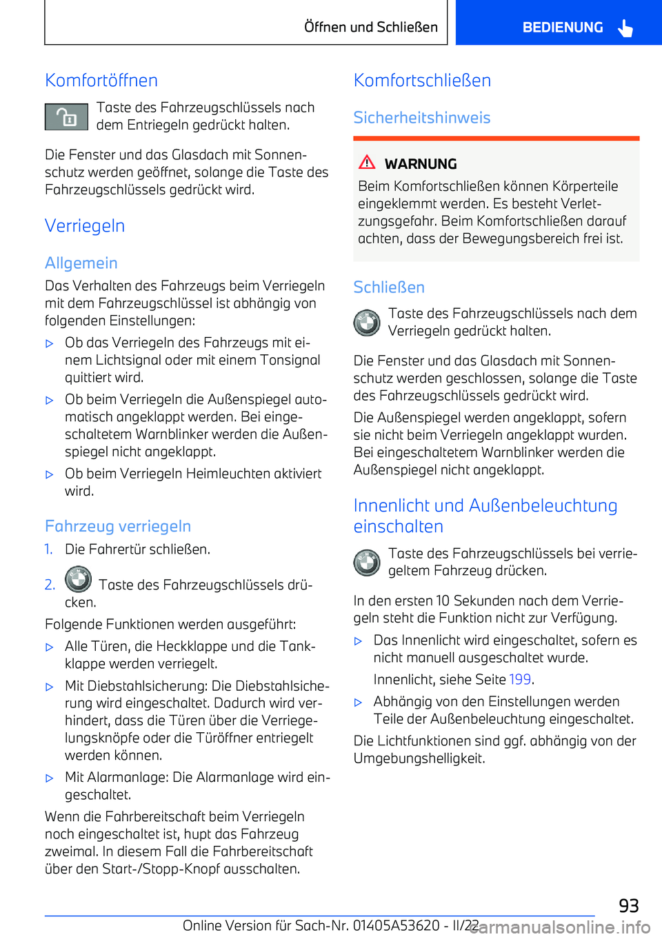 BMW X6 M 2022  Betriebsanleitungen (in German) Komfort
