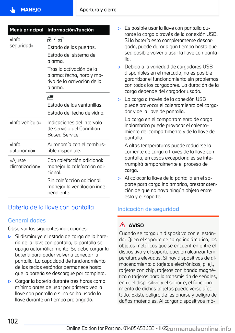 BMW X6 M 2022 Manuales de Empleo (in Spanish) Men BMW X6 M 2022 Manuales de Empleo (in Spanish) Men