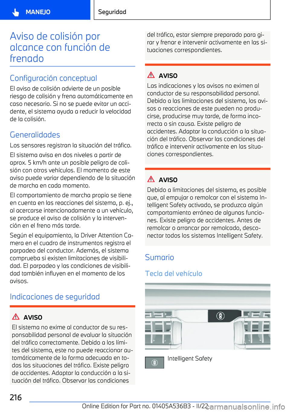 BMW X6 M 2022  Manuales de Empleo (in Spanish) Aviso de colisi