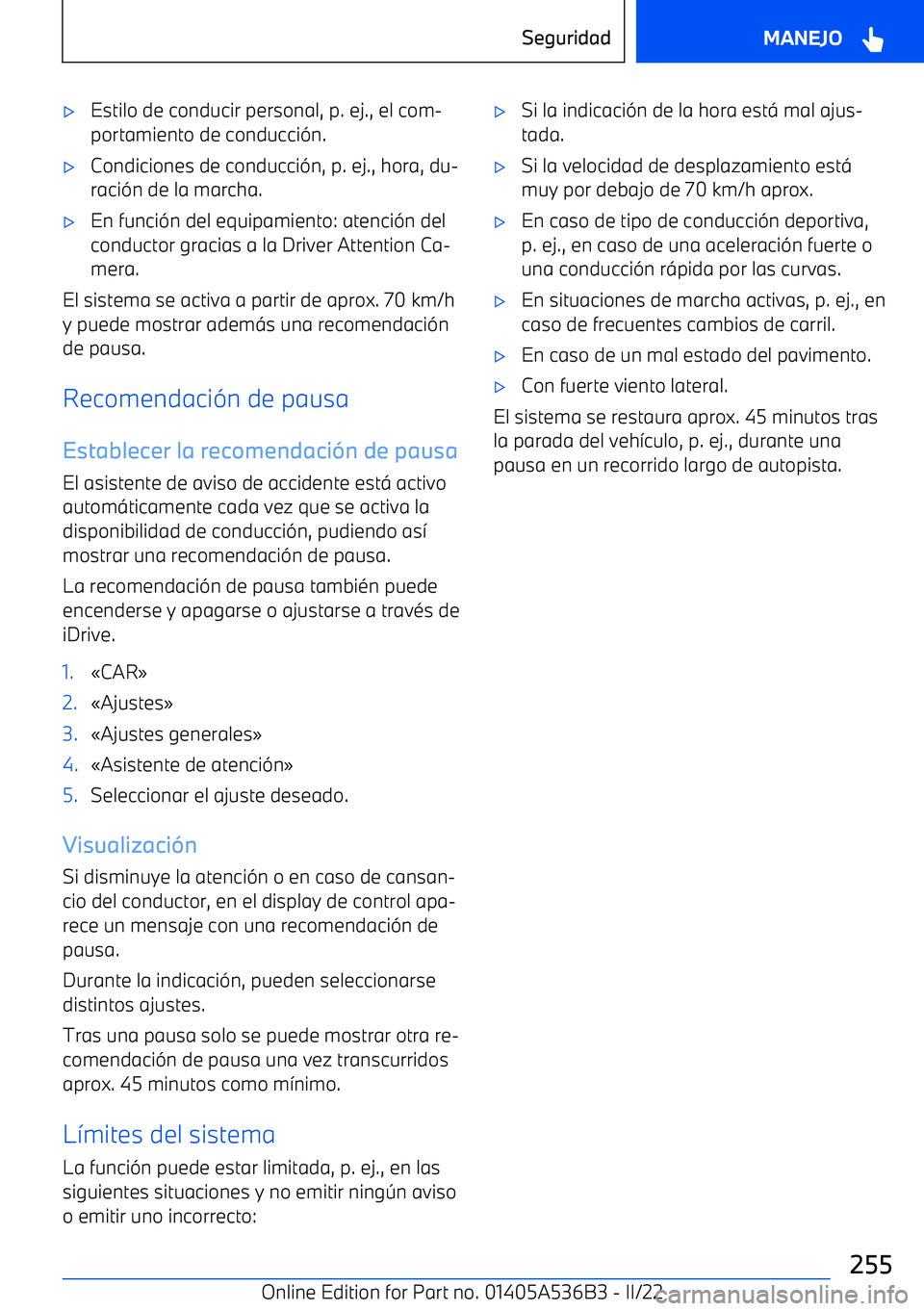 BMW X6 M 2022  Manuales de Empleo (in Spanish) 