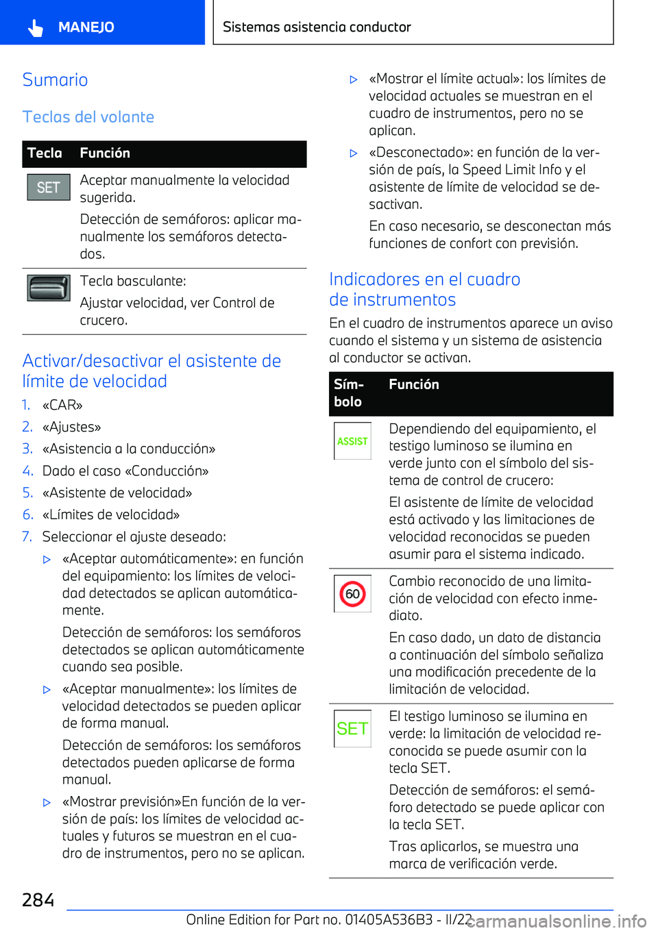 BMW X6 M 2022  Manuales de Empleo (in Spanish) SumarioTeclas del volanteTeclaFunci