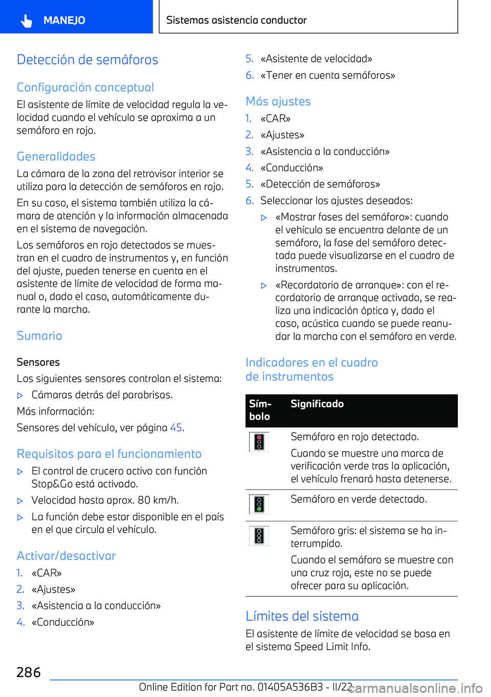 BMW X6 M 2022  Manuales de Empleo (in Spanish) Detecci