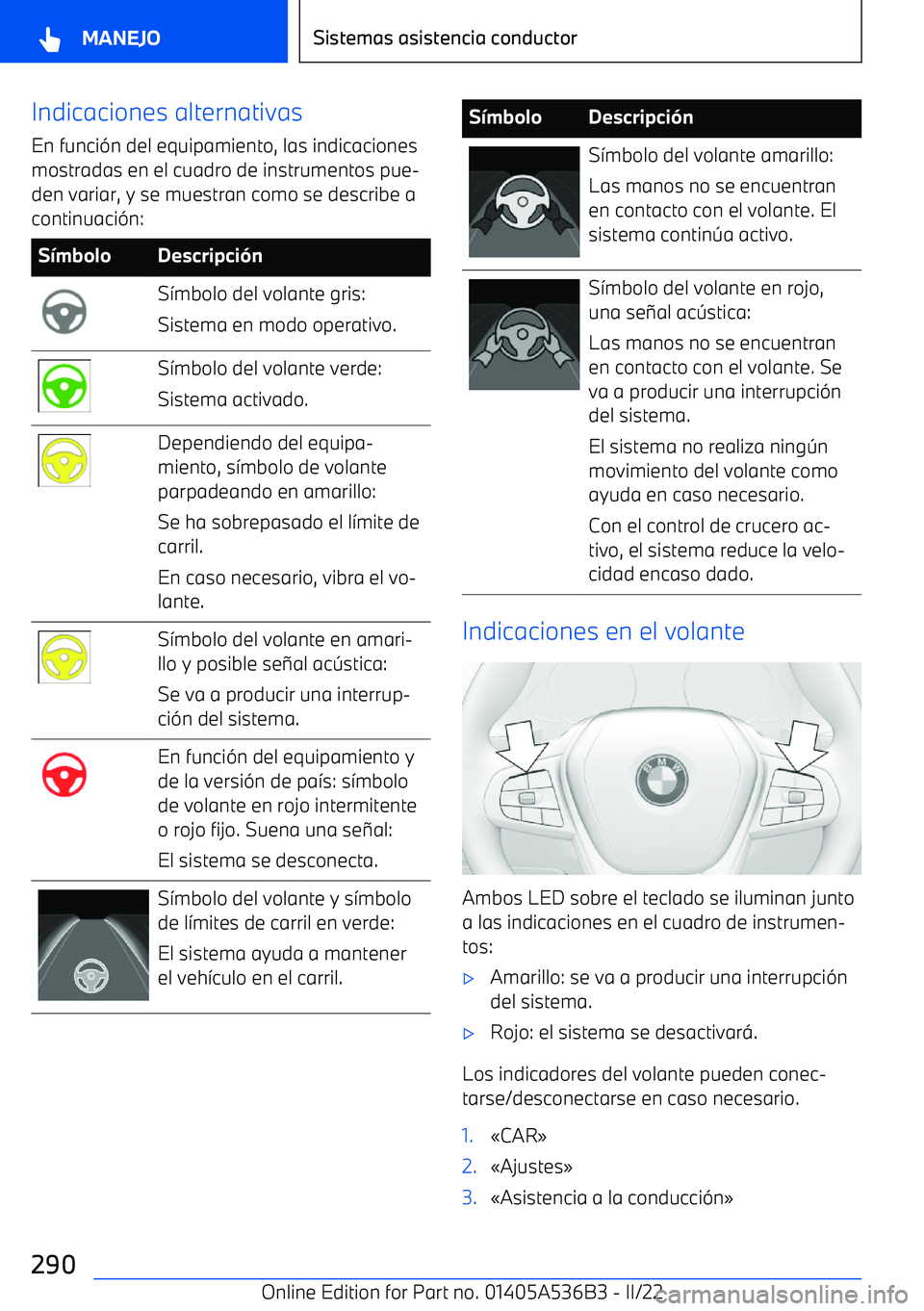 BMW X6 M 2022  Manuales de Empleo (in Spanish) Indicaciones alternativasEn funci