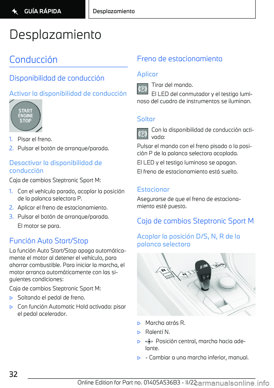 BMW X6 M 2022 Manuales de Empleo (in Spanish) DesplazamientoConducci BMW X6 M 2022 Manuales de Empleo (in Spanish) DesplazamientoConducci