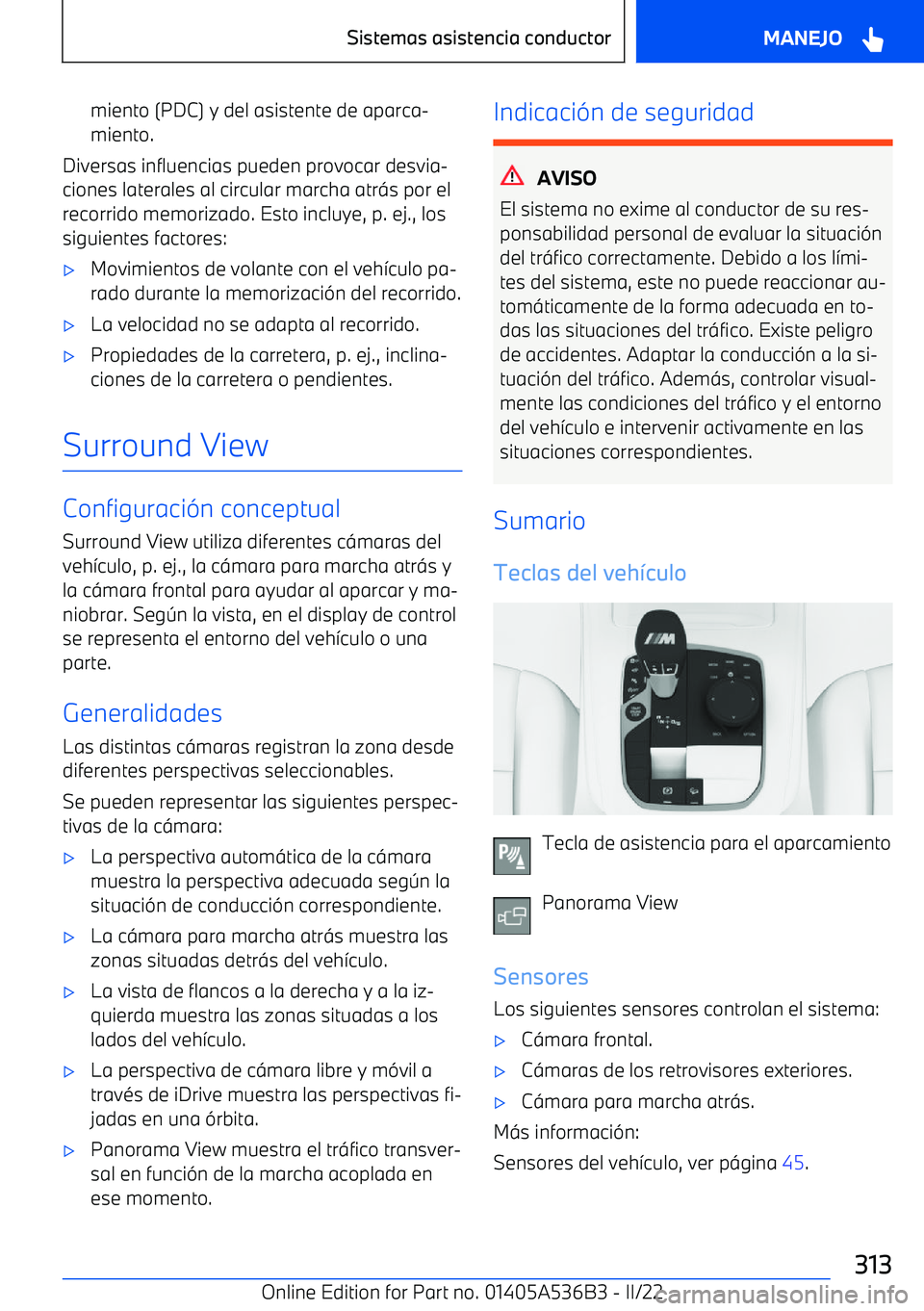 BMW X6 M 2022  Manuales de Empleo (in Spanish) miento (PDC) y del asistente de aparca