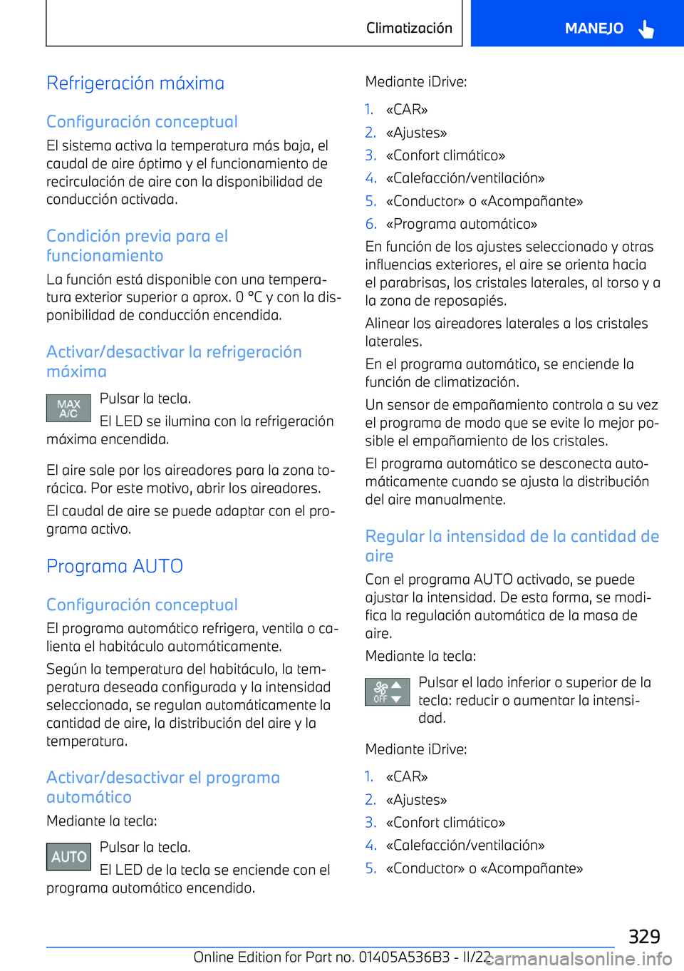 BMW X6 M 2022  Manuales de Empleo (in Spanish) Refrigeraci