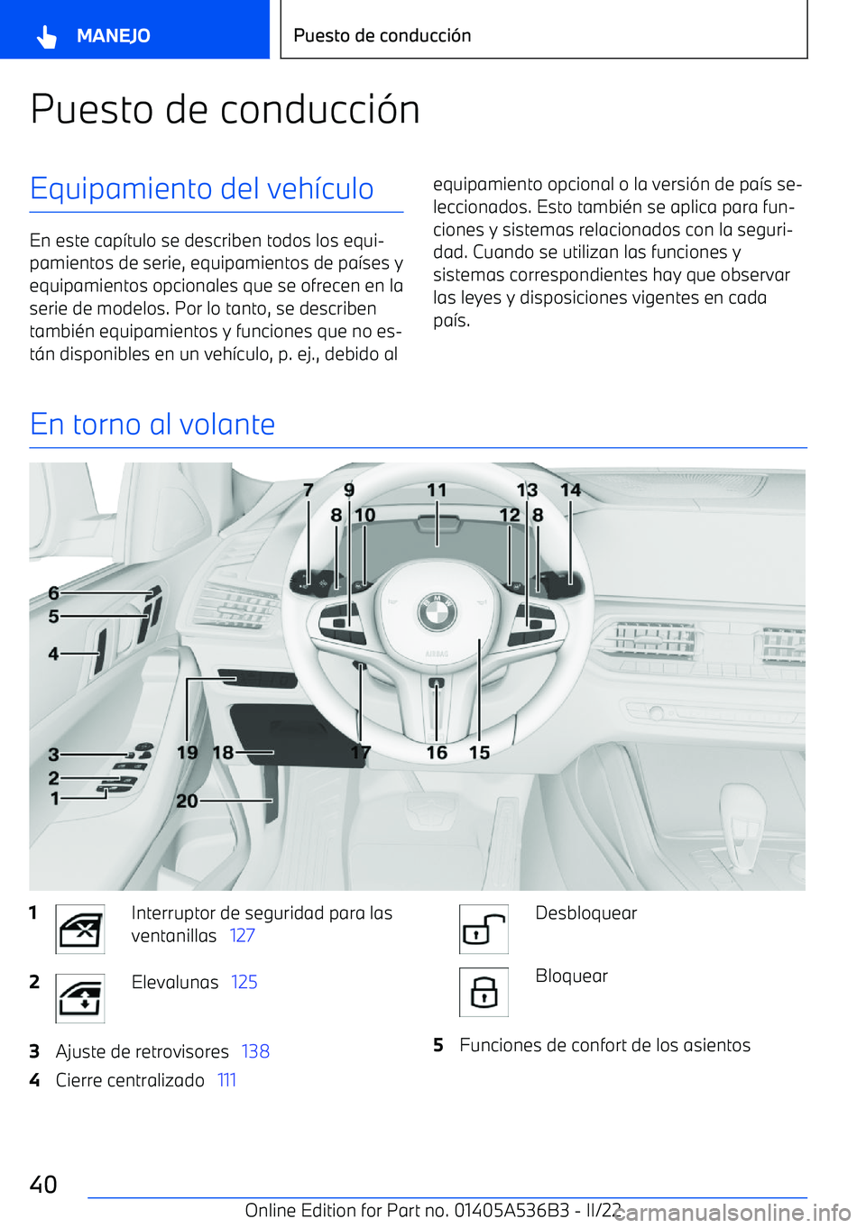 BMW X6 M 2022 Manuales de Empleo (in Spanish) Puesto de conducci BMW X6 M 2022 Manuales de Empleo (in Spanish) Puesto de conducci