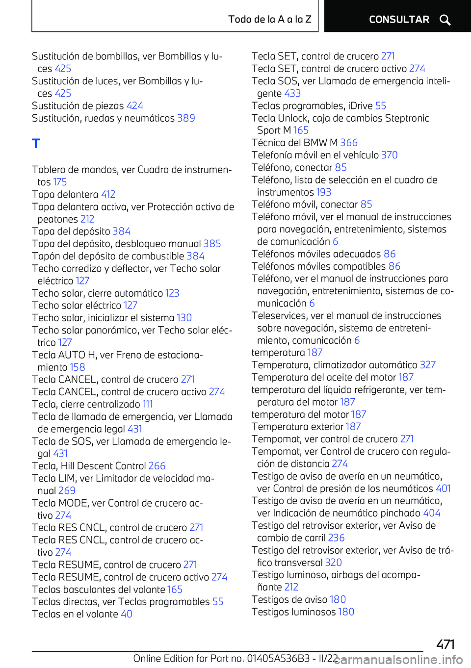 BMW X6 M 2022  Manuales de Empleo (in Spanish) Sustituci