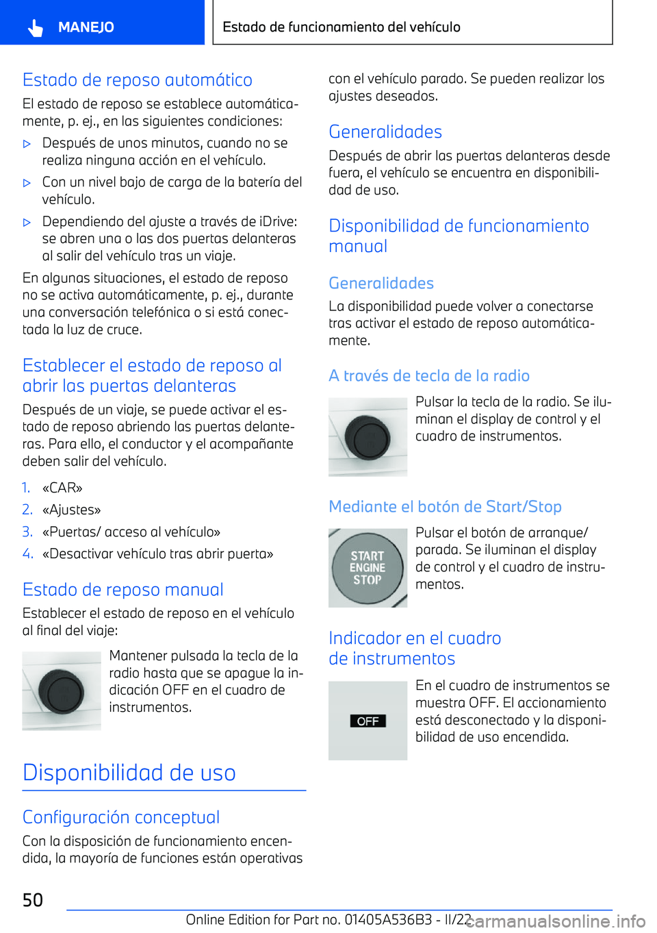 BMW X6 M 2022 Manuales de Empleo (in Spanish) Estado de reposo autom BMW X6 M 2022 Manuales de Empleo (in Spanish) Estado de reposo autom