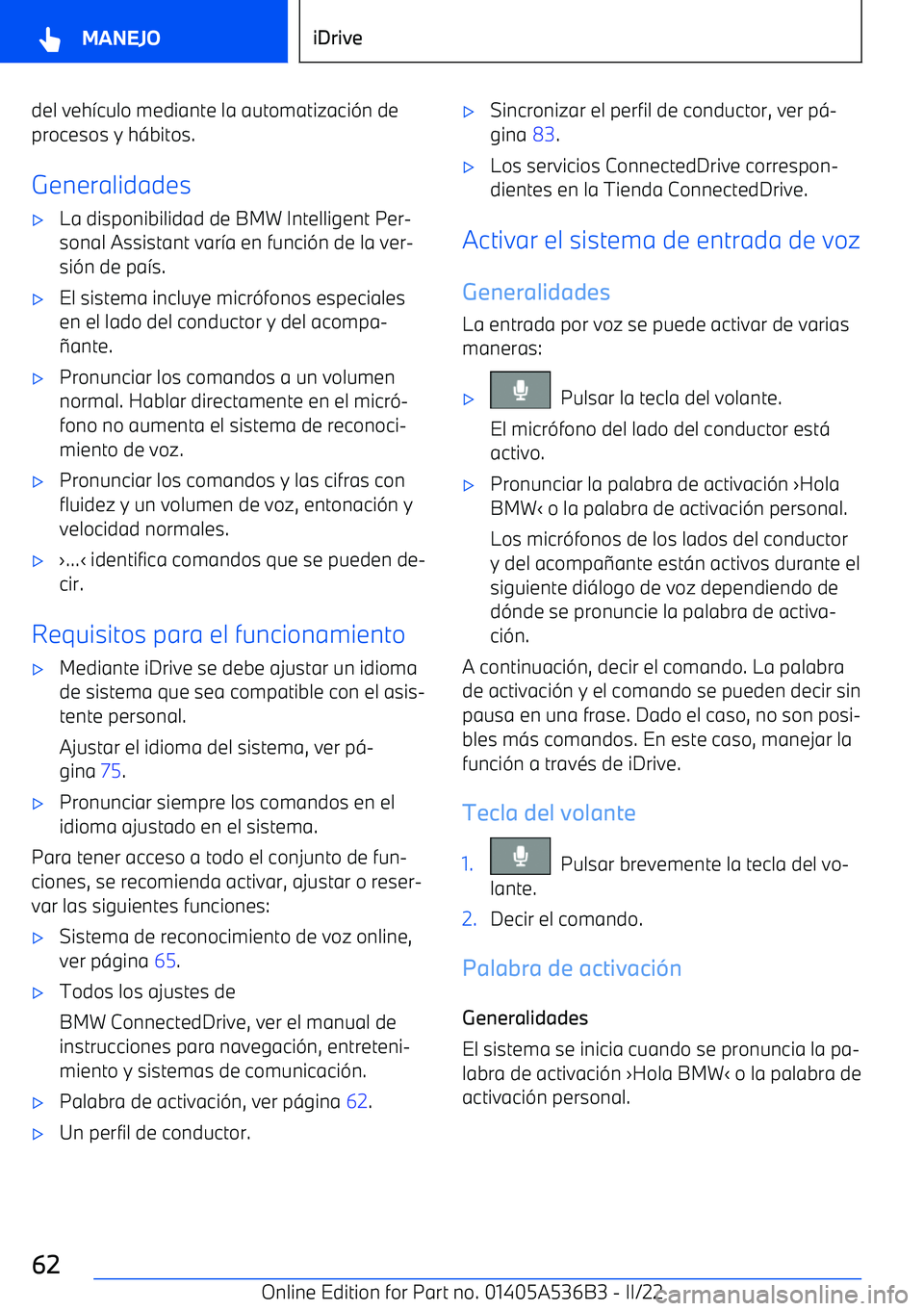 BMW X6 M 2022 Manuales de Empleo (in Spanish) del veh BMW X6 M 2022 Manuales de Empleo (in Spanish) del veh