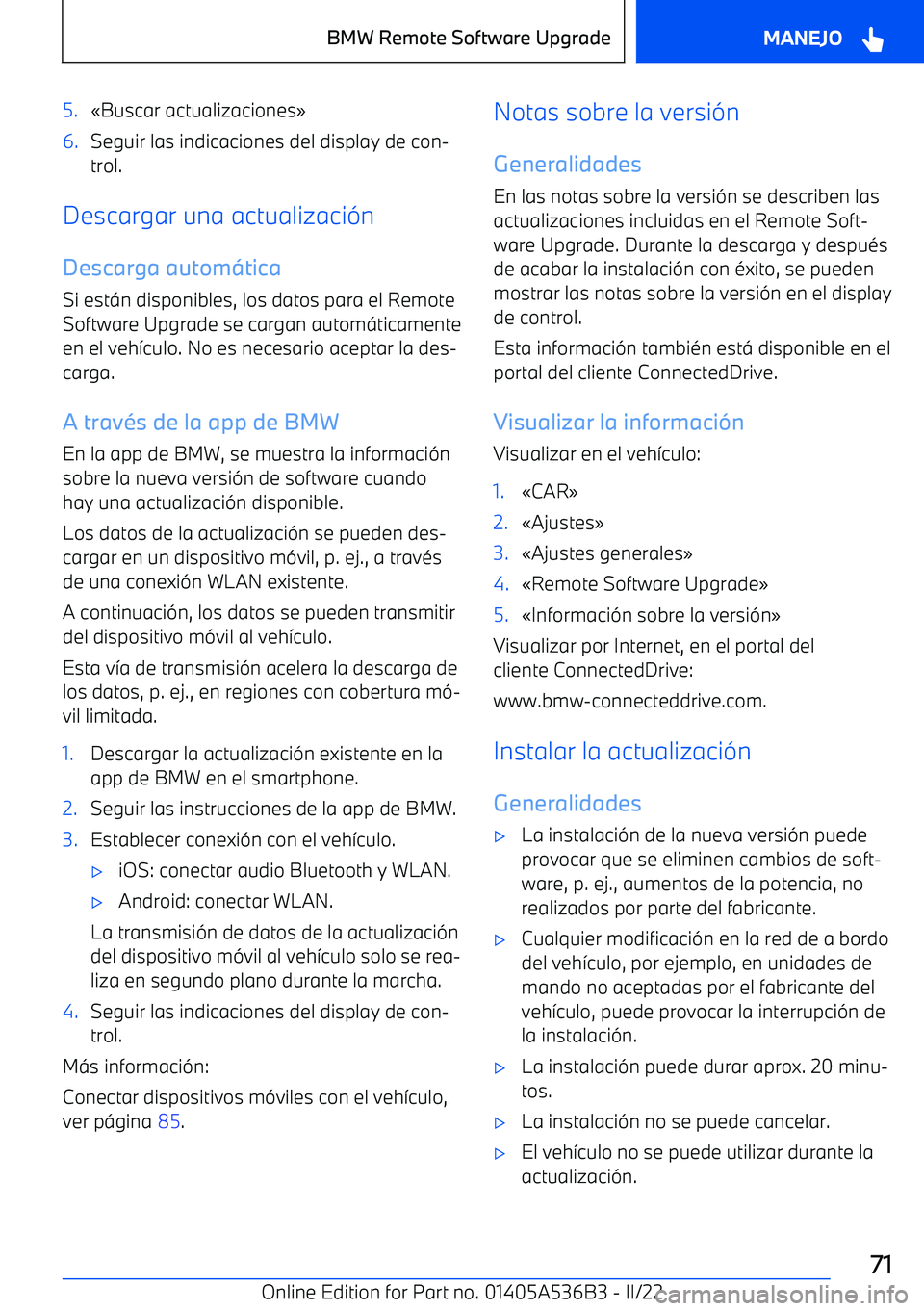 BMW X6 M 2022 Manuales de Empleo (in Spanish) 5. BMW X6 M 2022 Manuales de Empleo (in Spanish) 5.
