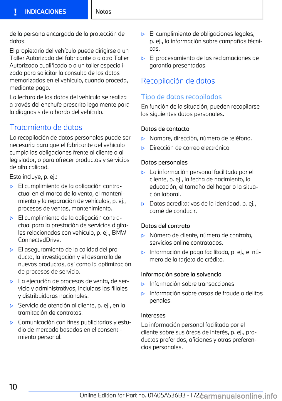 BMW X6 M 2022  Manuales de Empleo (in Spanish) de la persona encargada de la protecci