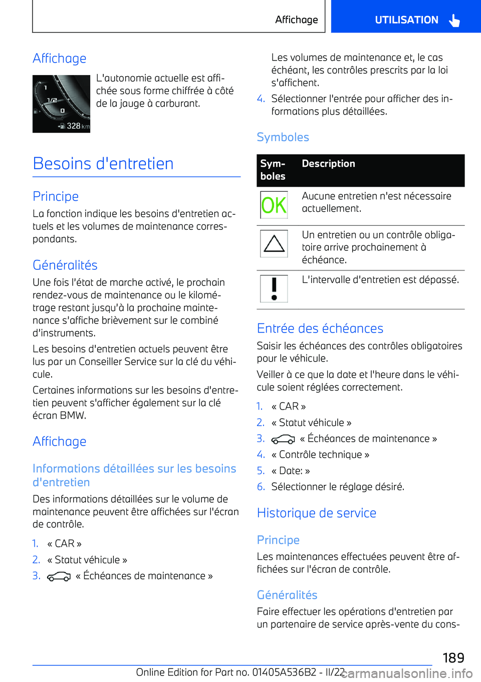BMW X6 M 2022 Notices Demploi (in French) AffichageL BMW X6 M 2022 Notices Demploi (in French) AffichageL