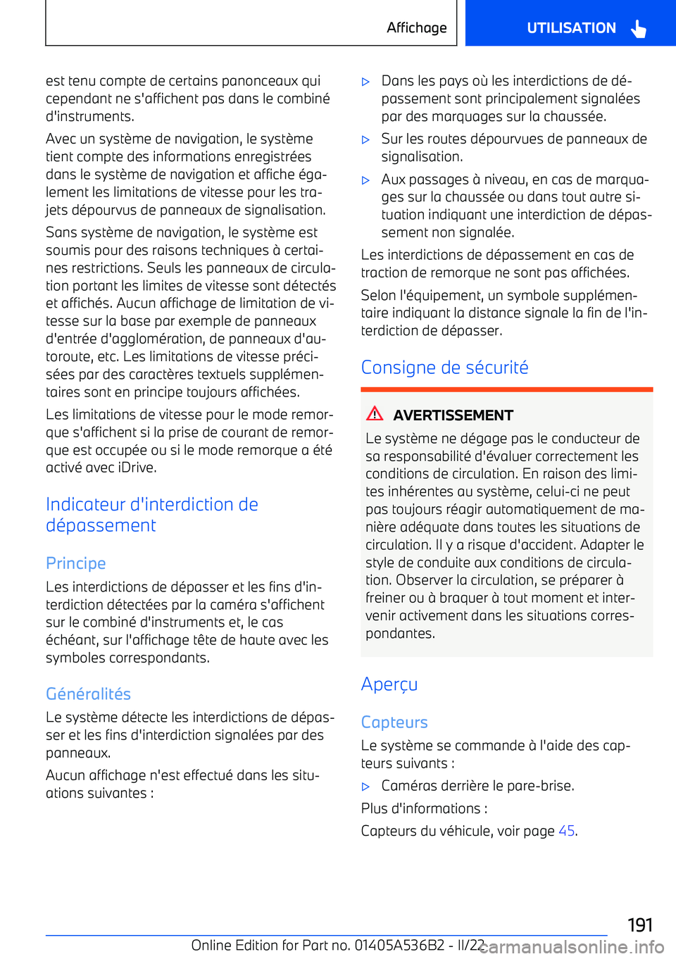 BMW X6 M 2022 Notices Demploi (in French) est tenu compte de certains panonceaux quicependant ne s BMW X6 M 2022 Notices Demploi (in French) est tenu compte de certains panonceaux quicependant ne s