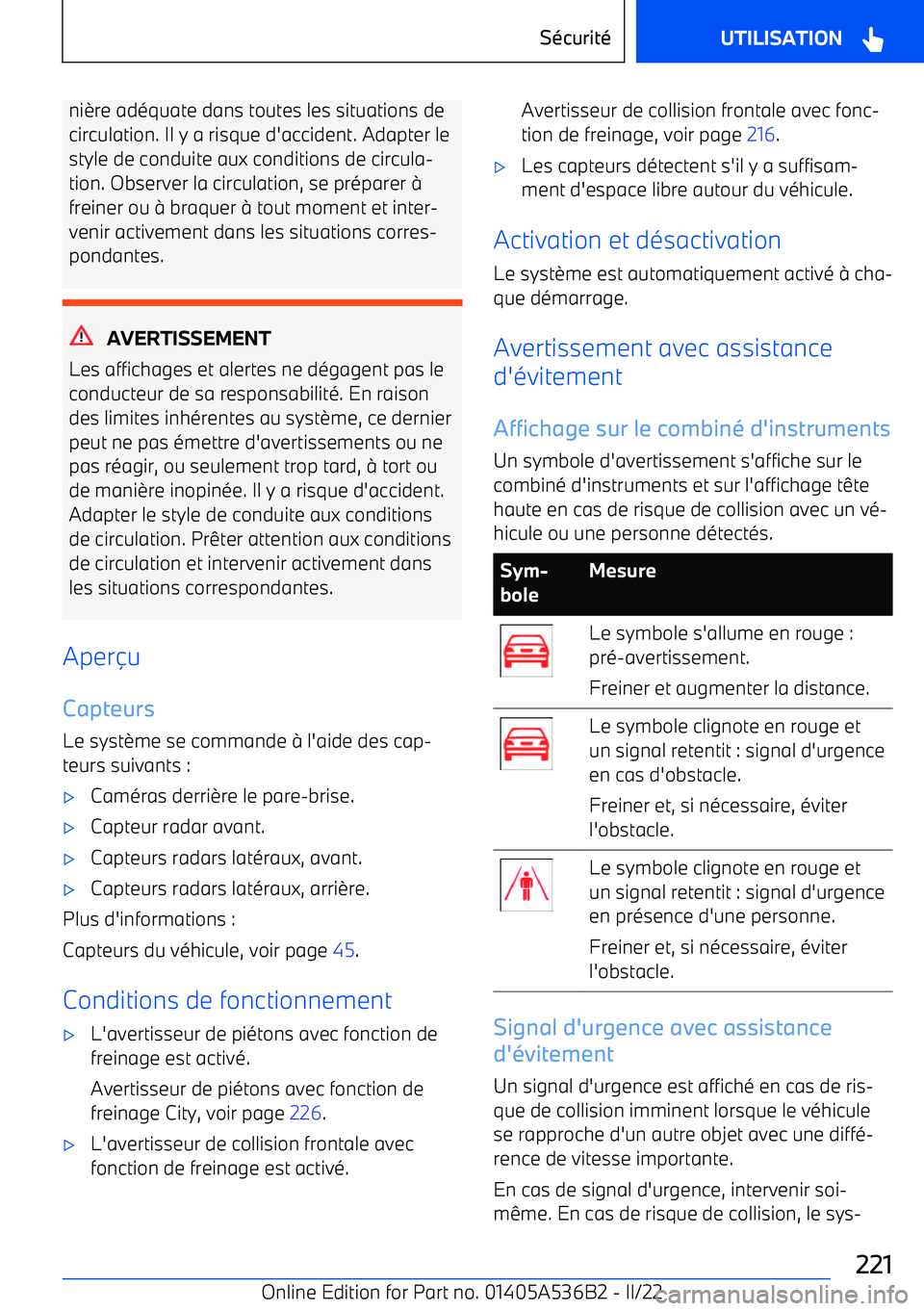 BMW X6 M 2022 Notices Demploi (in French) ni BMW X6 M 2022 Notices Demploi (in French) ni