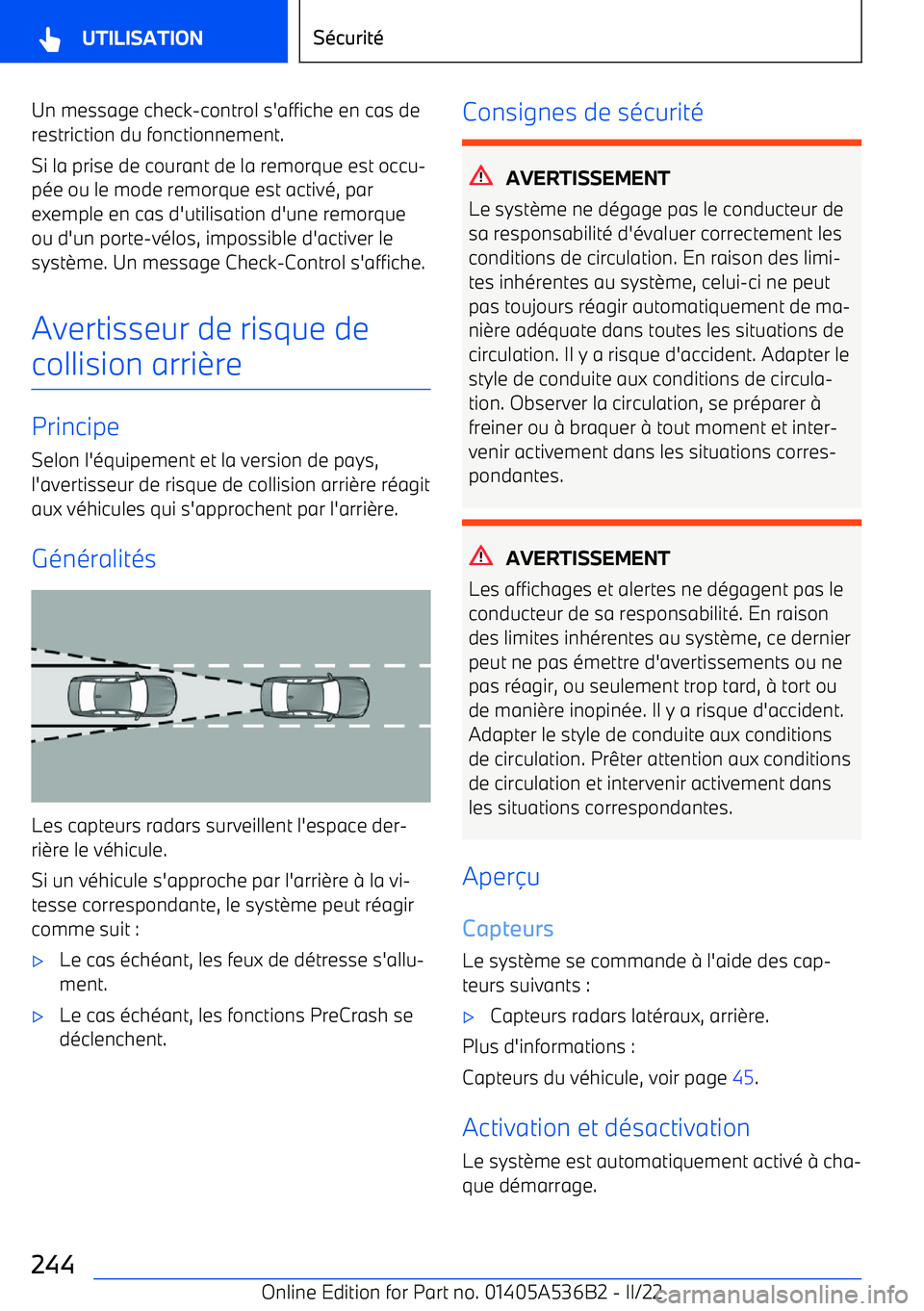 BMW X6 M 2022  Notices Demploi (in French) Un message check