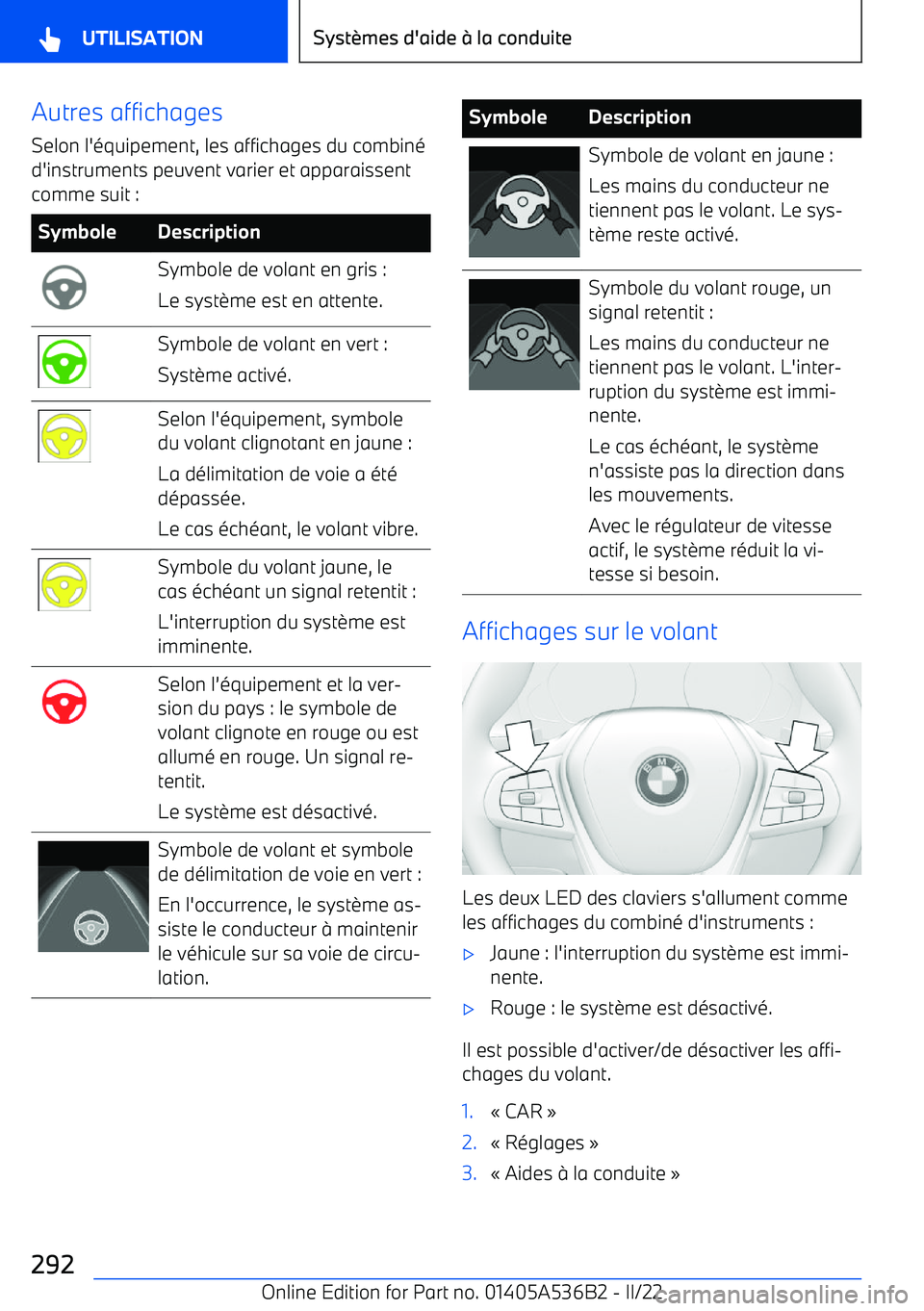 BMW X6 M 2022  Notices Demploi (in French) Autres affichagesSelon l