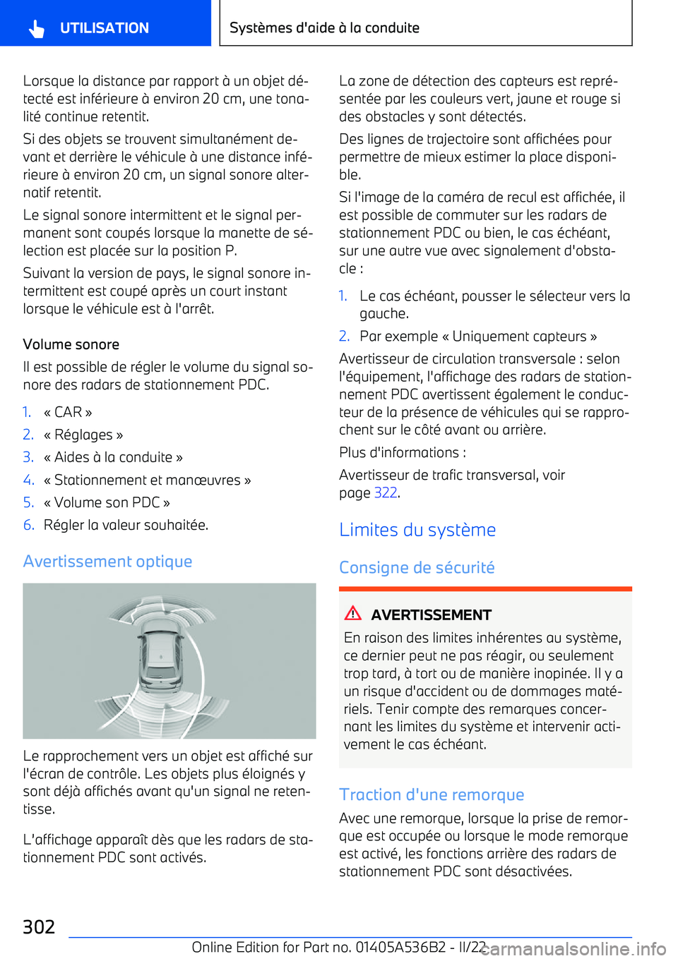 BMW X6 M 2022  Notices Demploi (in French) Lorsque la distance par rapport 