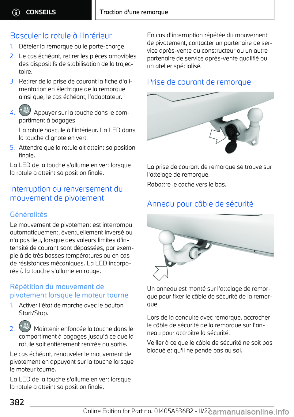 BMW X6 M 2022 Notices Demploi (in French) Basculer la rotule BMW X6 M 2022 Notices Demploi (in French) Basculer la rotule