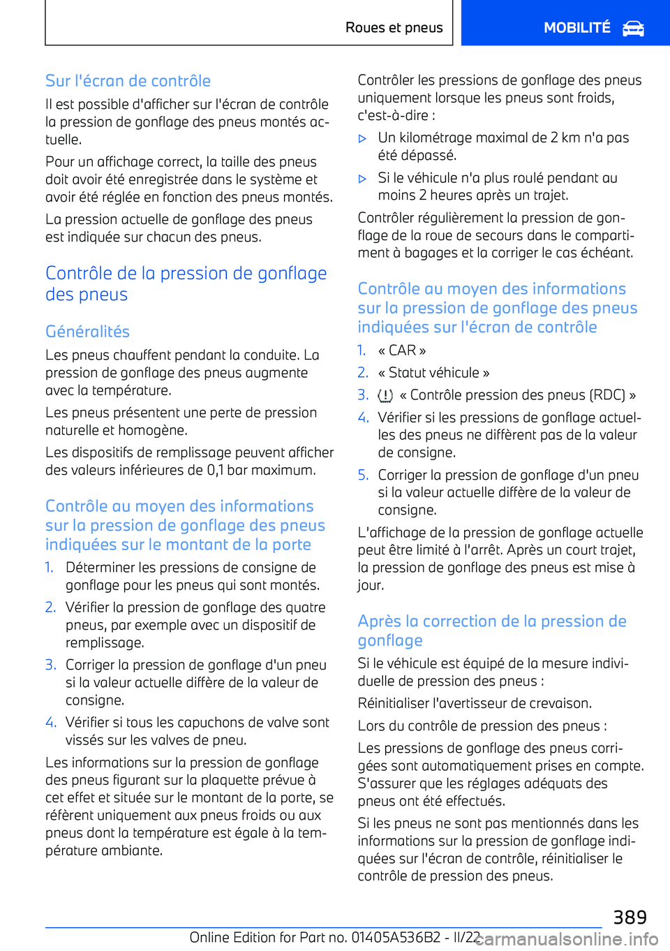 BMW X6 M 2022 Notices Demploi (in French) Sur l BMW X6 M 2022 Notices Demploi (in French) Sur l