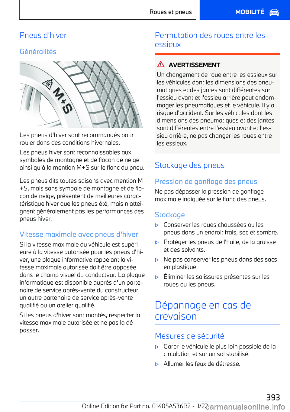BMW X6 M 2022 Notices Demploi (in French) Pneus d BMW X6 M 2022 Notices Demploi (in French) Pneus d