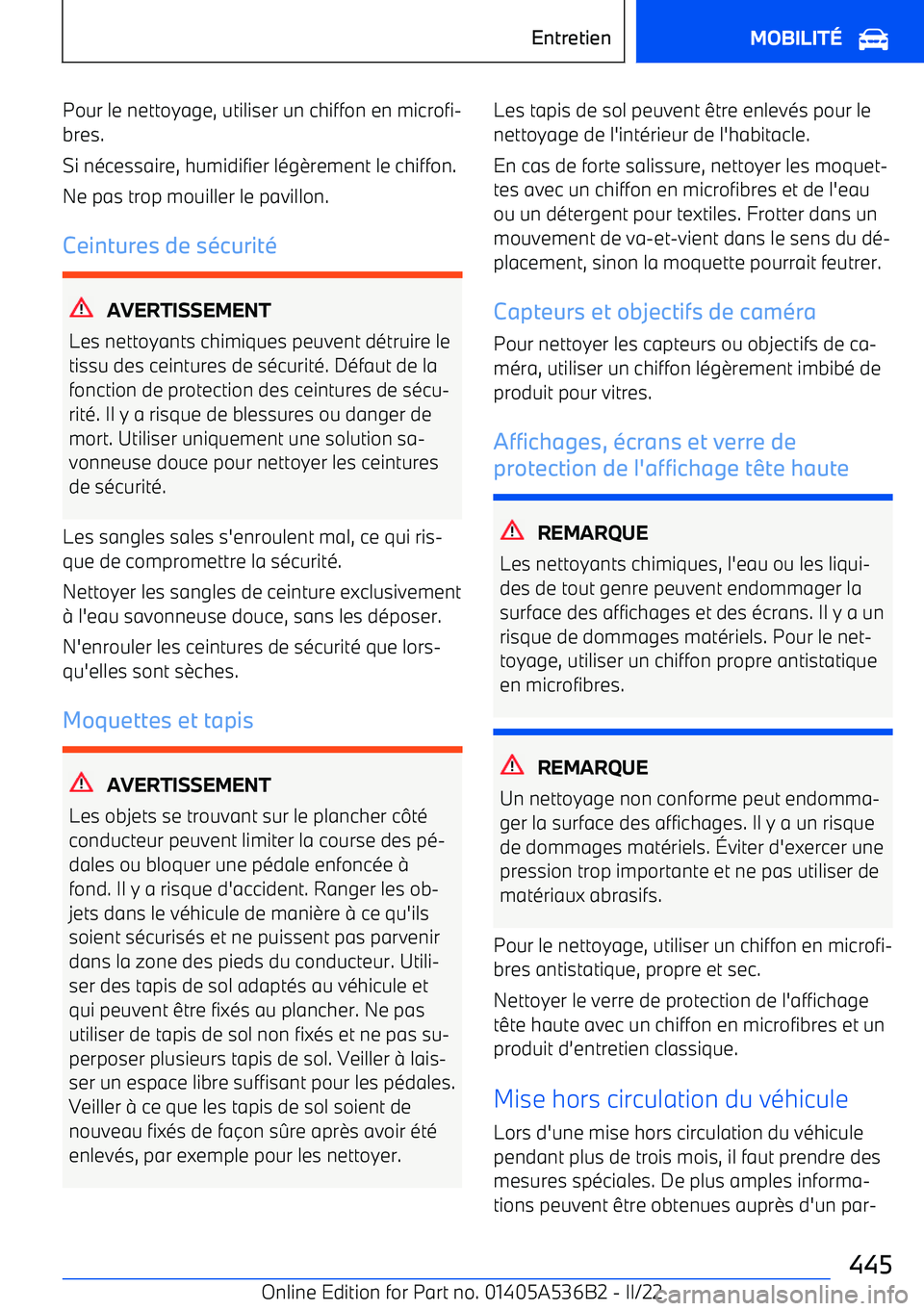 BMW X6 M 2022 Notices Demploi (in French) Pour le nettoyage, utiliser un chiffon en microfi BMW X6 M 2022 Notices Demploi (in French) Pour le nettoyage, utiliser un chiffon en microfi
