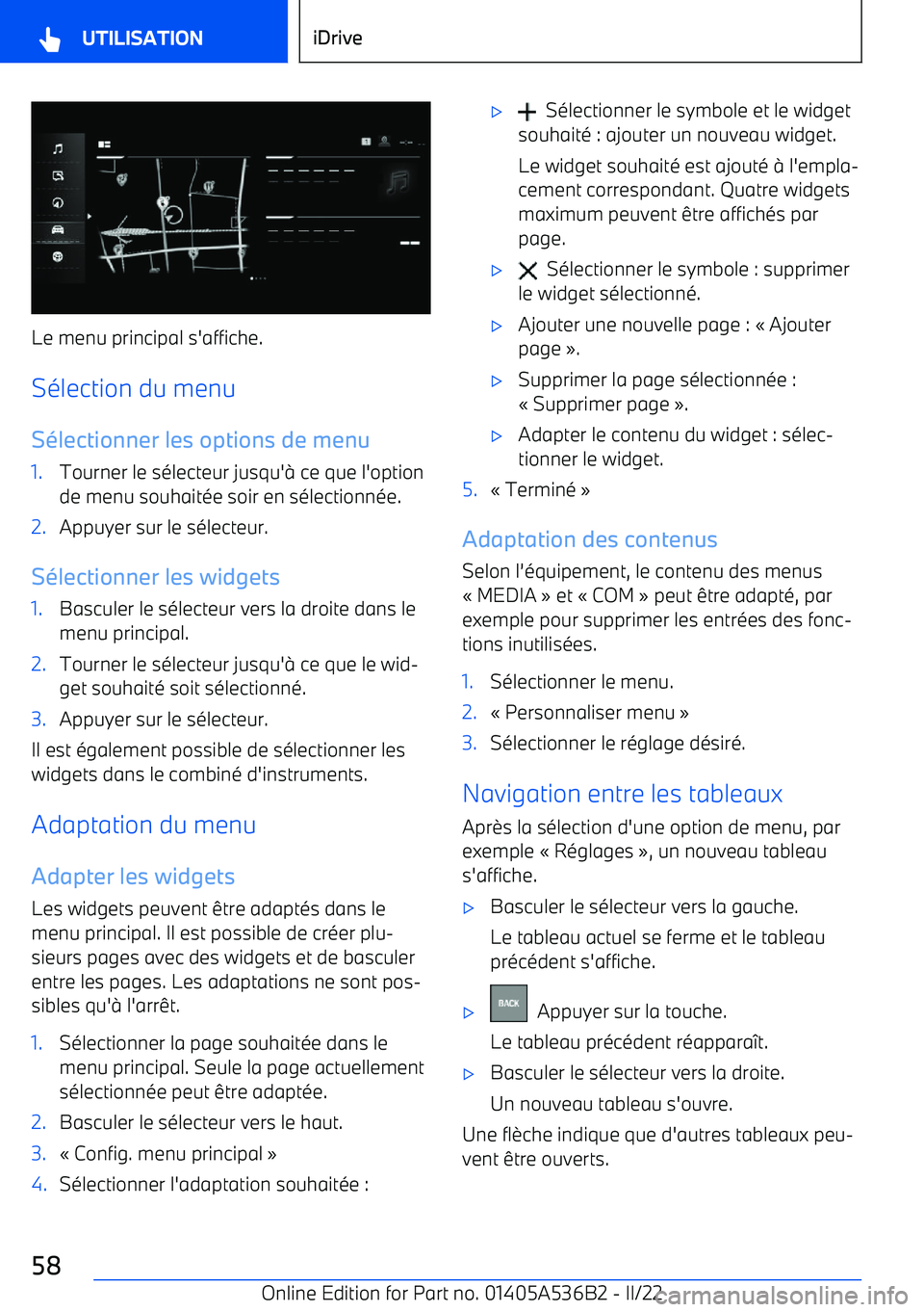 BMW X6 M 2022 Notices Demploi (in French) Le menu principal s BMW X6 M 2022 Notices Demploi (in French) Le menu principal s