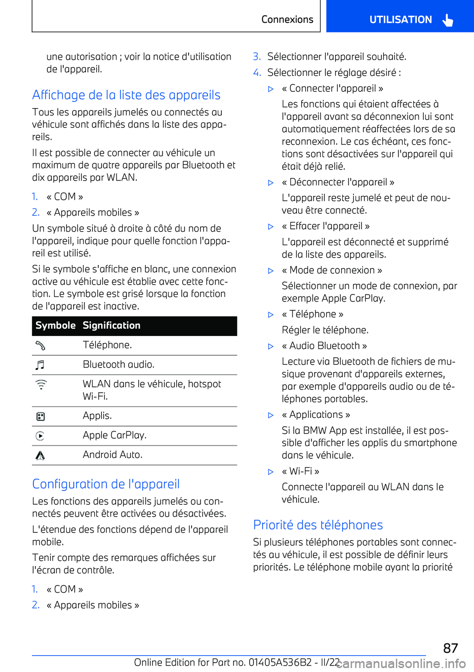 BMW X6 M 2022 Notices Demploi (in French) une autorisation ; voir la notice d BMW X6 M 2022 Notices Demploi (in French) une autorisation ; voir la notice d