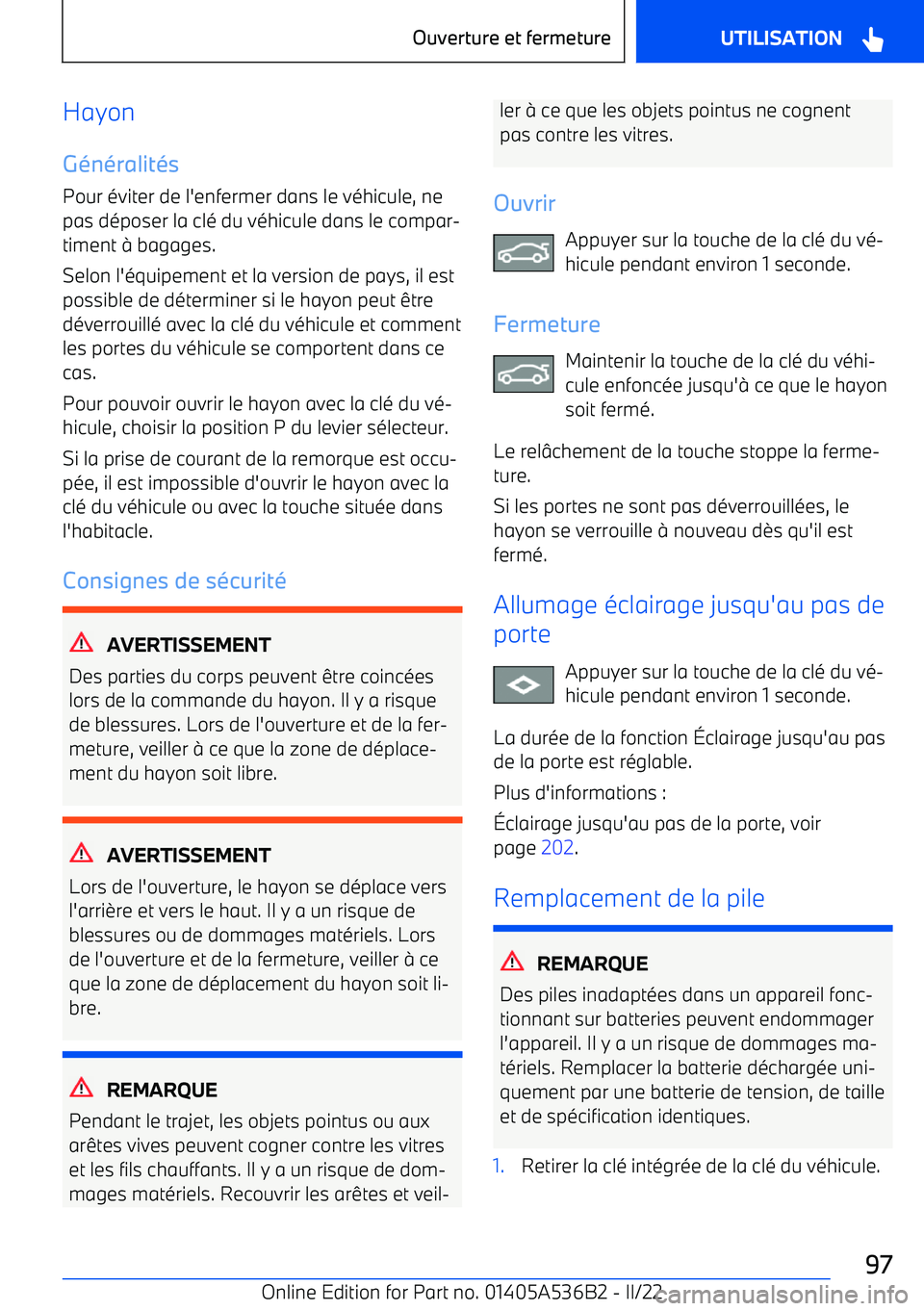 BMW X6 M 2022 Notices Demploi (in French) Hayon
G BMW X6 M 2022 Notices Demploi (in French) Hayon
G