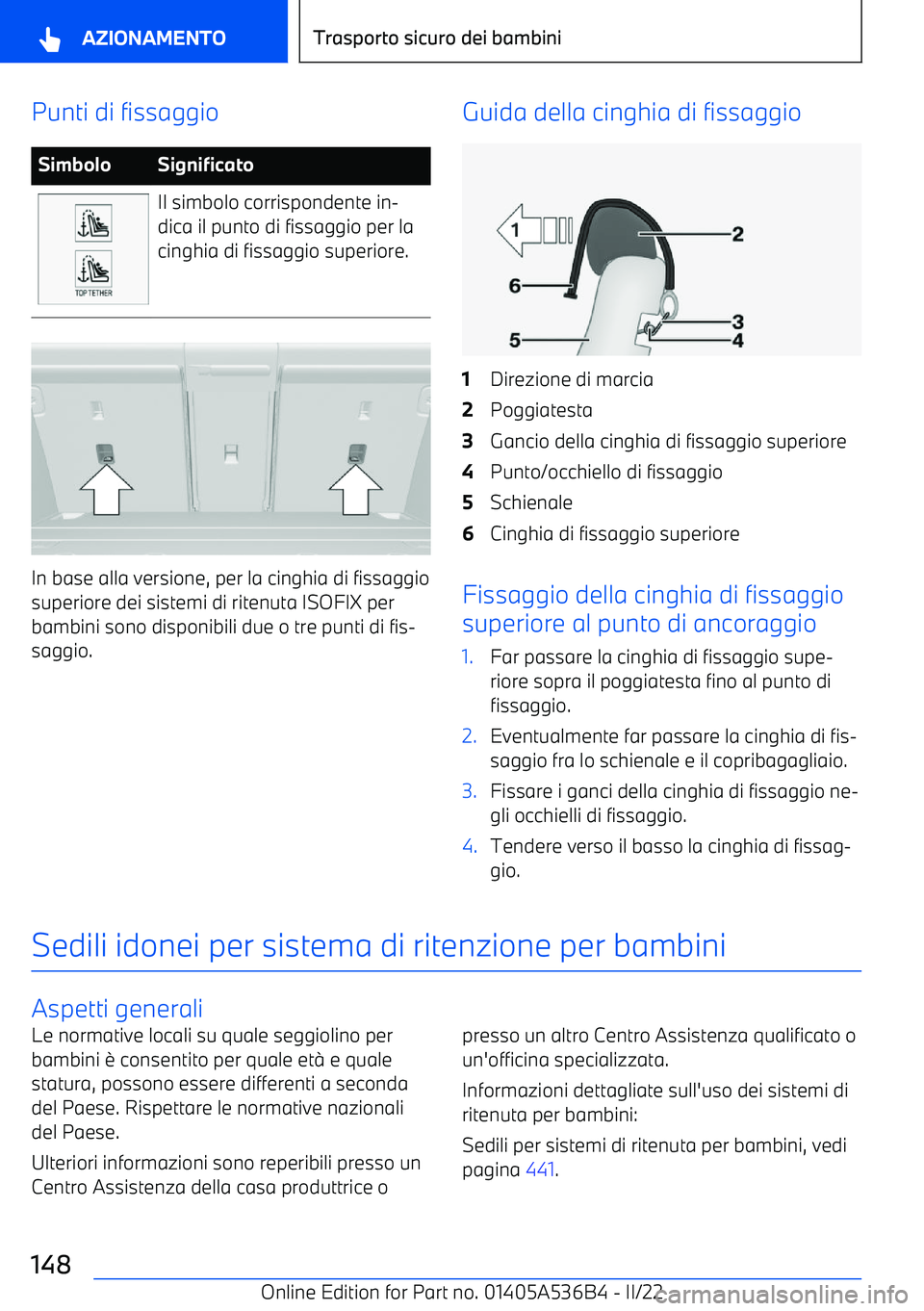 BMW X6 M 2022  Libretti Di Uso E manutenzione (in Italian) Punti di fissaggioSimboloSignificatoIl simbolo corrispondente in
