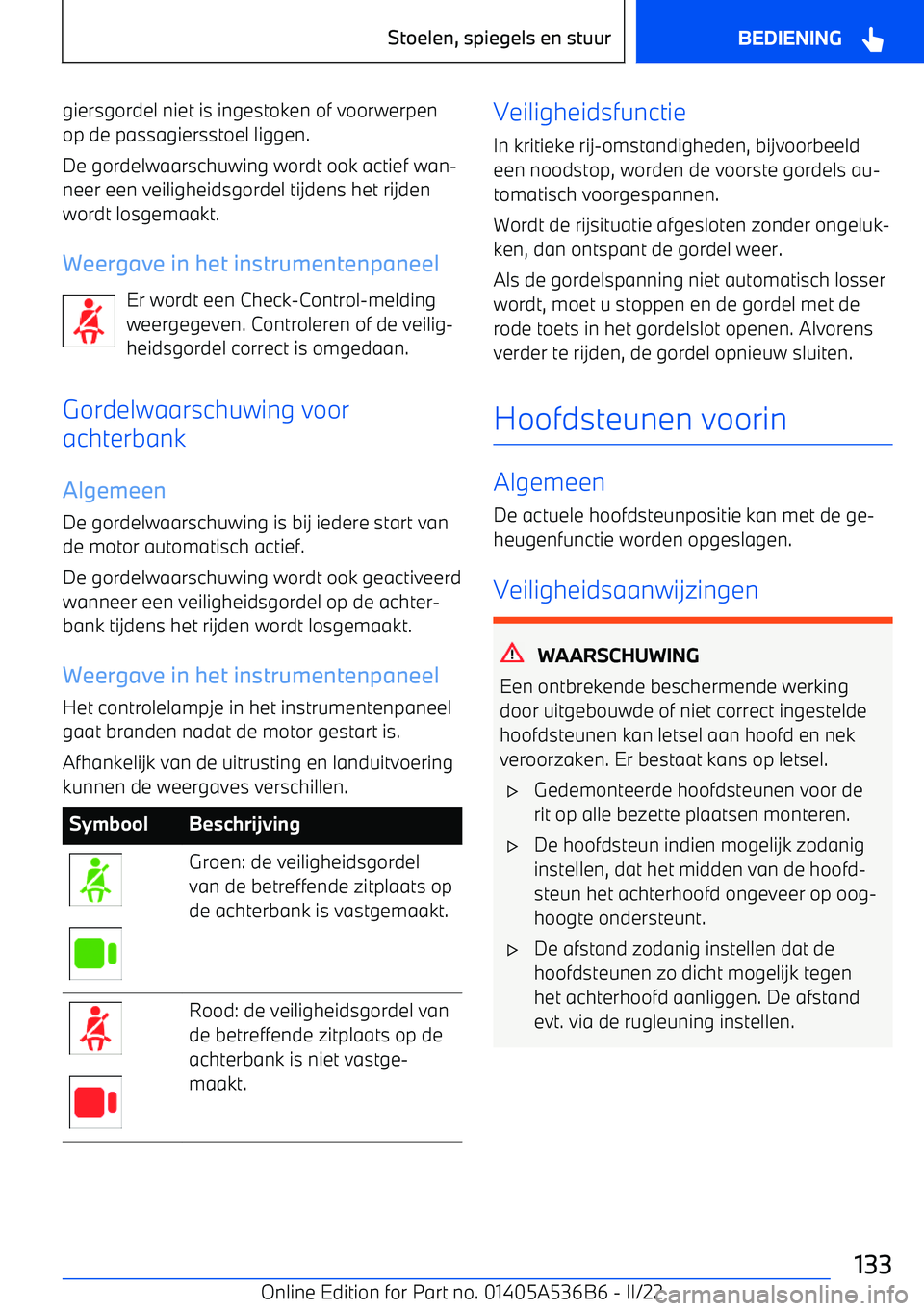 BMW X6 M 2022 Instructieboekjes (in Dutch) giersgordel niet is ingestoken of voorwerpenop de passagiersstoel liggen.
De gordelwaarschuwing wordt ook actief wan BMW X6 M 2022 Instructieboekjes (in Dutch) giersgordel niet is ingestoken of voorwerpenop de passagiersstoel liggen.
De gordelwaarschuwing wordt ook actief wan