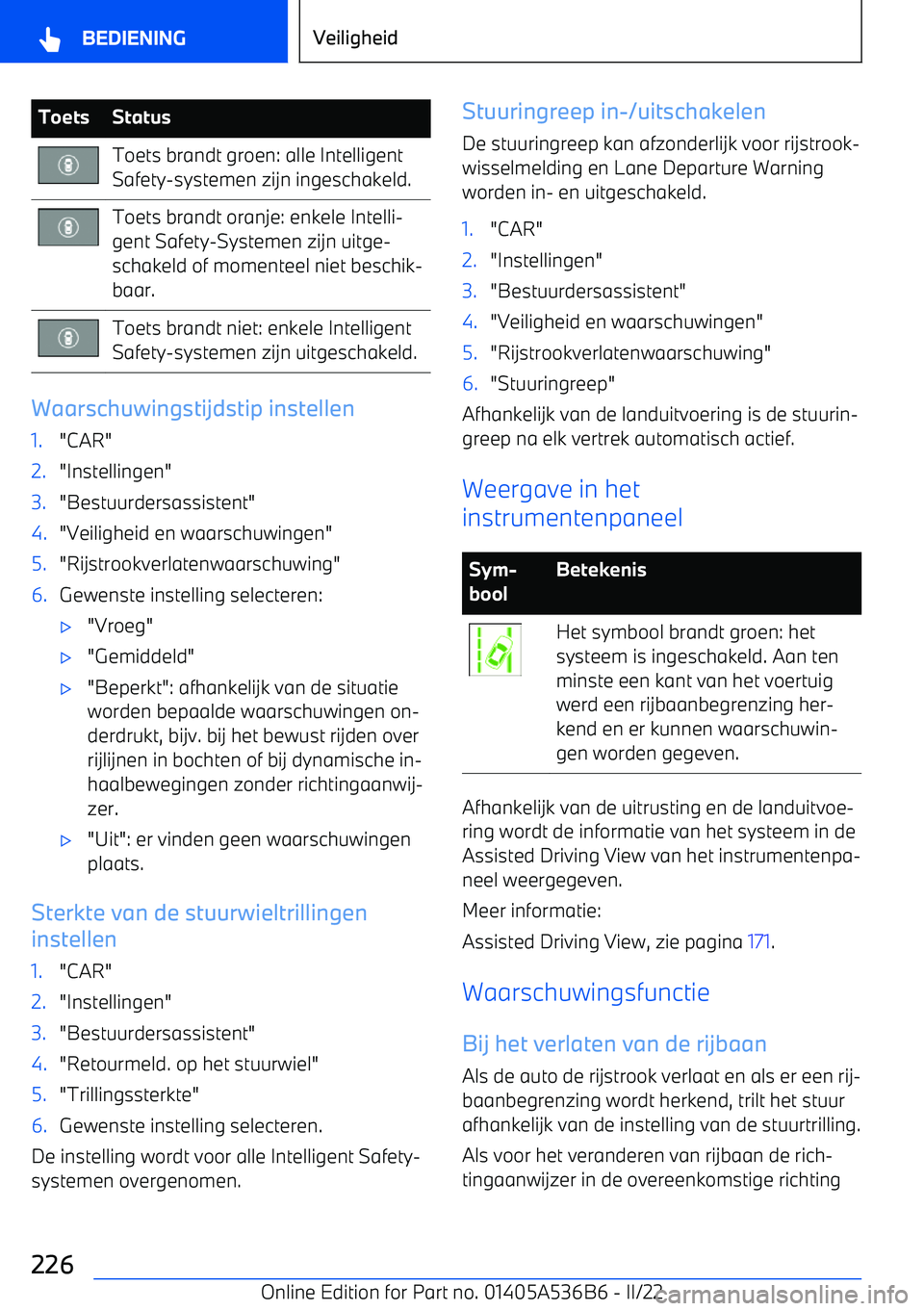 BMW X6 M 2022 Instructieboekjes (in Dutch) ToetsStatusToets brandt groen: alle Intelligent
Safety BMW X6 M 2022 Instructieboekjes (in Dutch) ToetsStatusToets brandt groen: alle Intelligent
Safety