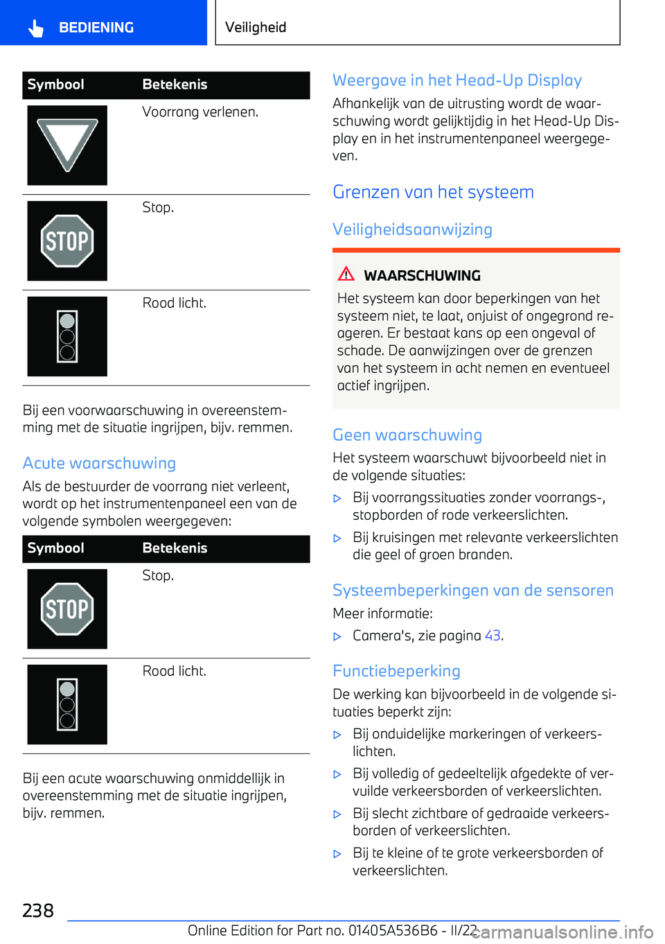 BMW X6 M 2022 Instructieboekjes (in Dutch) SymboolBetekenisVoorrang verlenen.Stop.Rood licht.
Bij een voorwaarschuwing in overeenstem BMW X6 M 2022 Instructieboekjes (in Dutch) SymboolBetekenisVoorrang verlenen.Stop.Rood licht.
Bij een voorwaarschuwing in overeenstem