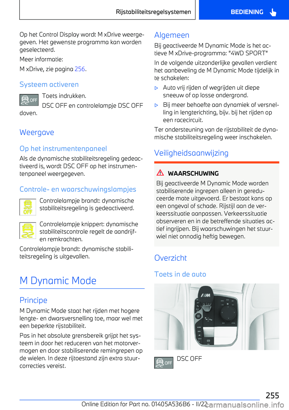 BMW X6 M 2022  Instructieboekjes (in Dutch) Op het Control Display wordt M xDrive weerge