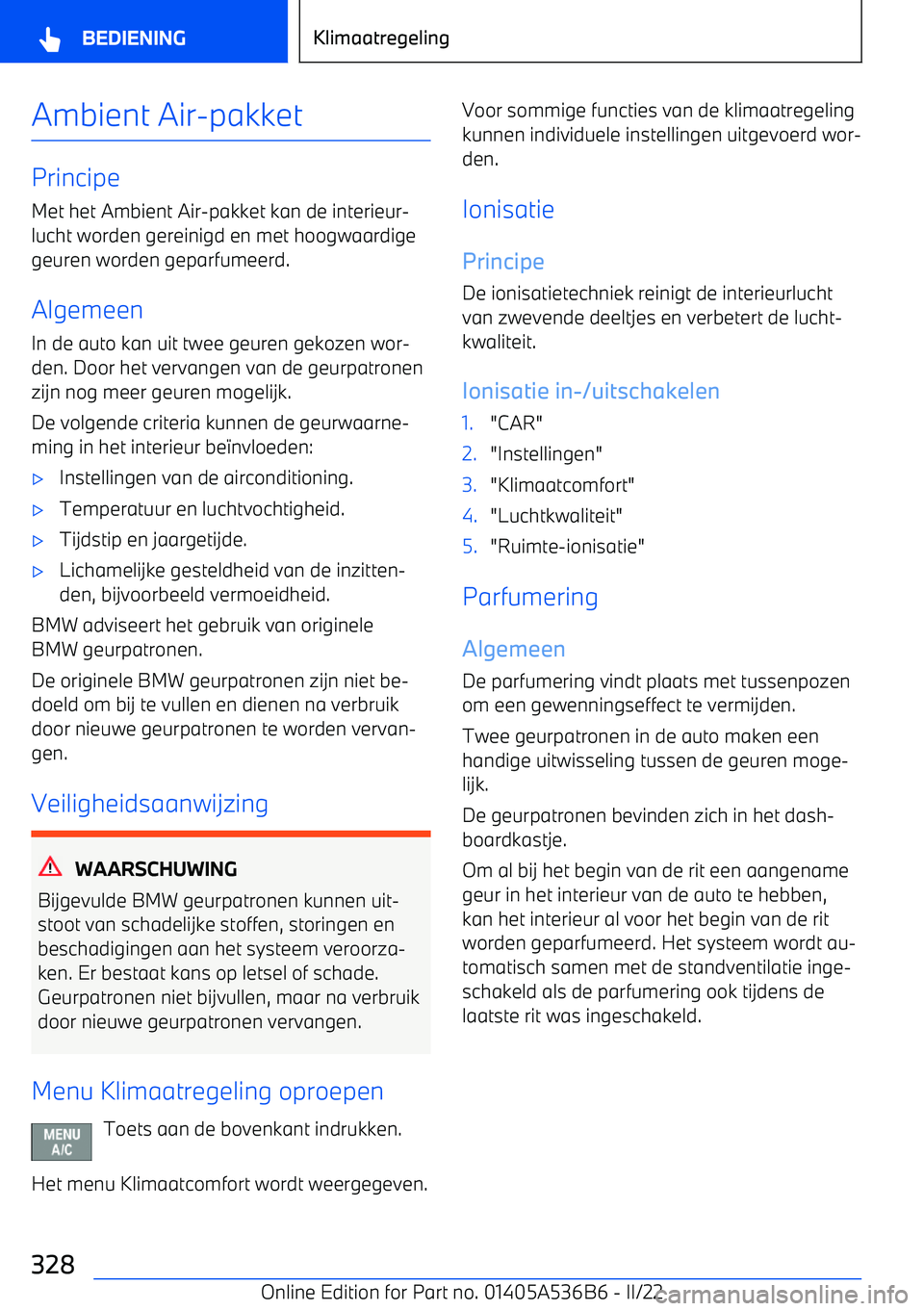 BMW X6 M 2022 Instructieboekjes (in Dutch) Ambient Air BMW X6 M 2022 Instructieboekjes (in Dutch) Ambient Air