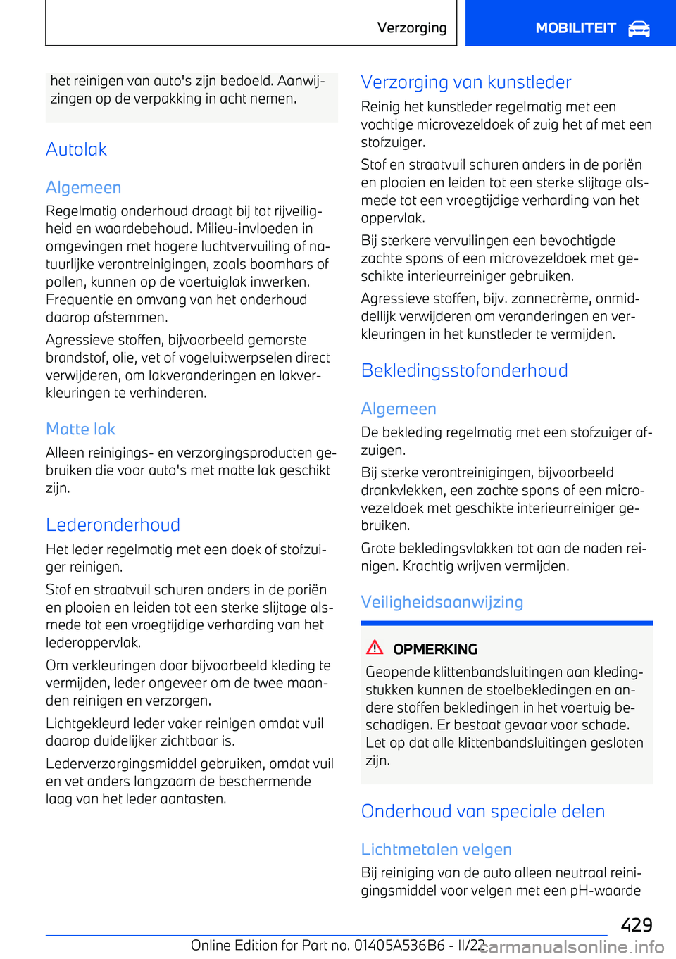 BMW X6 M 2022 Instructieboekjes (in Dutch) het reinigen van auto BMW X6 M 2022 Instructieboekjes (in Dutch) het reinigen van auto