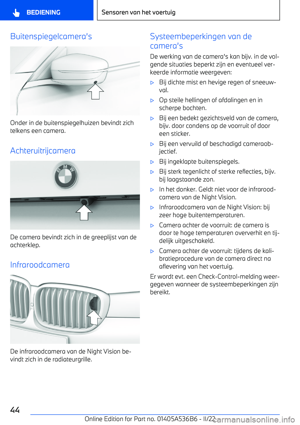 BMW X6 M 2022  Instructieboekjes (in Dutch) Buitenspiegelcamera