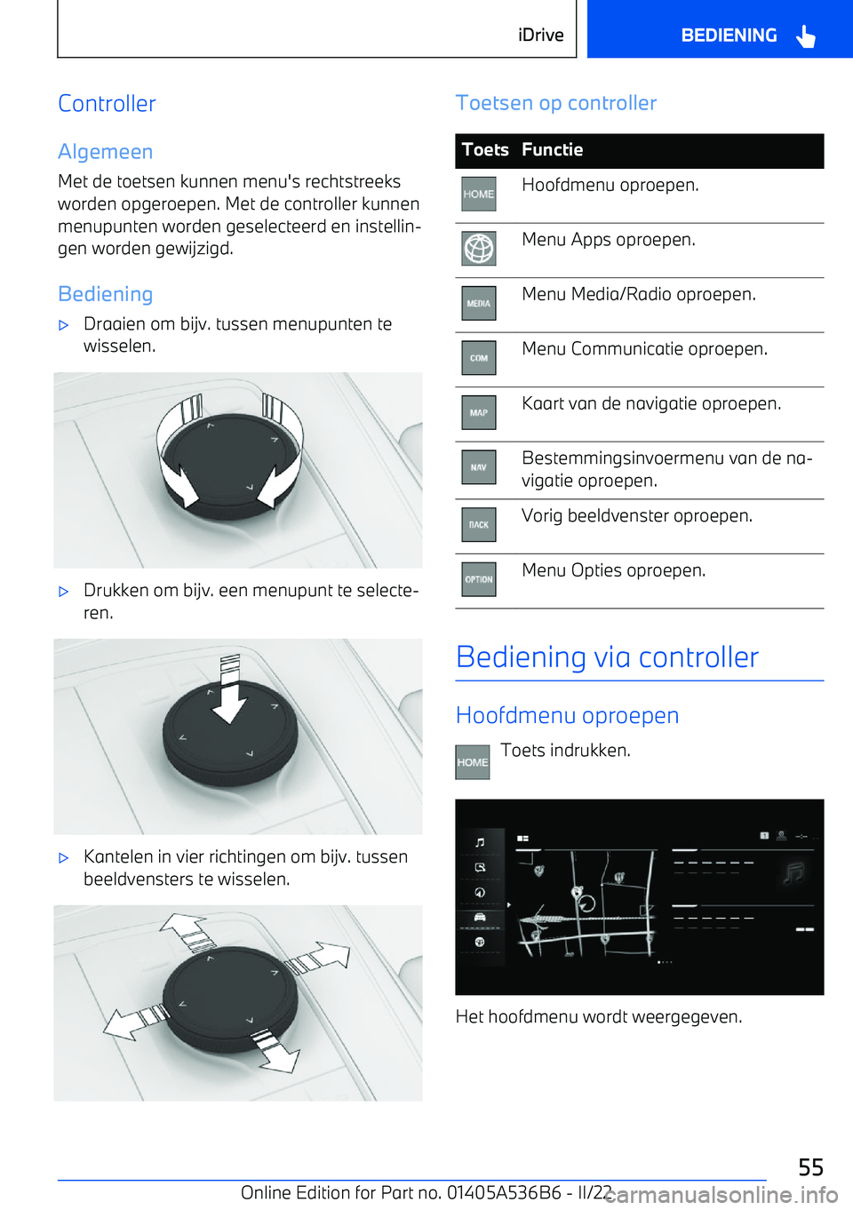 BMW X6 M 2022 Instructieboekjes (in Dutch) ControllerAlgemeen Met de toetsen kunnen menu BMW X6 M 2022 Instructieboekjes (in Dutch) ControllerAlgemeen Met de toetsen kunnen menu