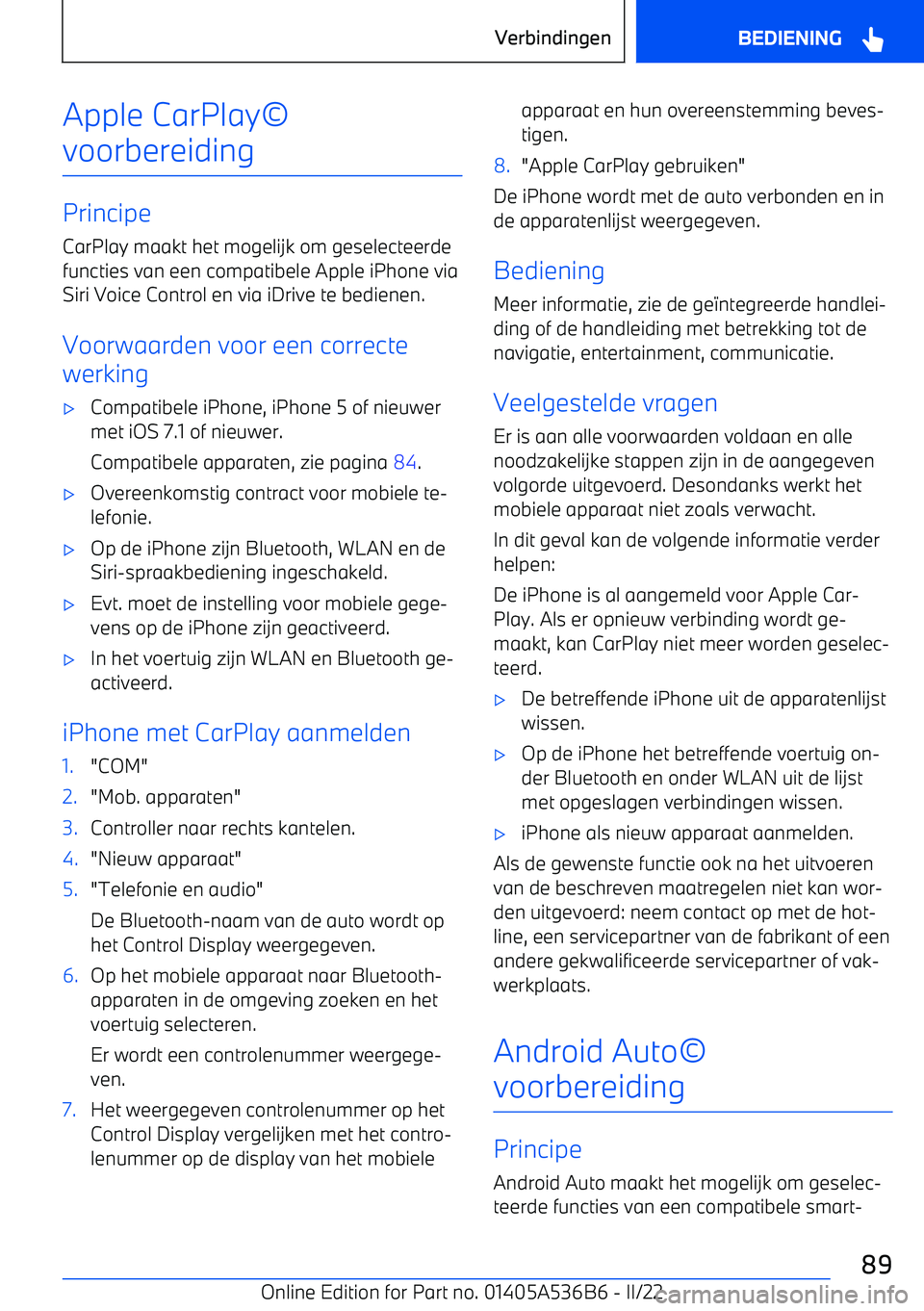 BMW X6 M 2022  Instructieboekjes (in Dutch) Apple CarPlay