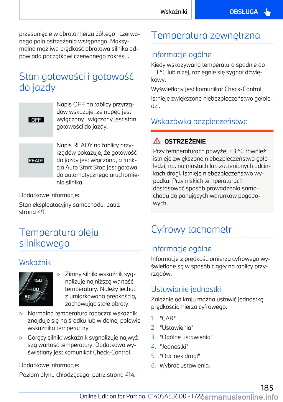 BMW X6 M 2022  Instrukcja obsługi (in Polish) przesuni6cie w obrotomierzu  0-2tego i czerwo