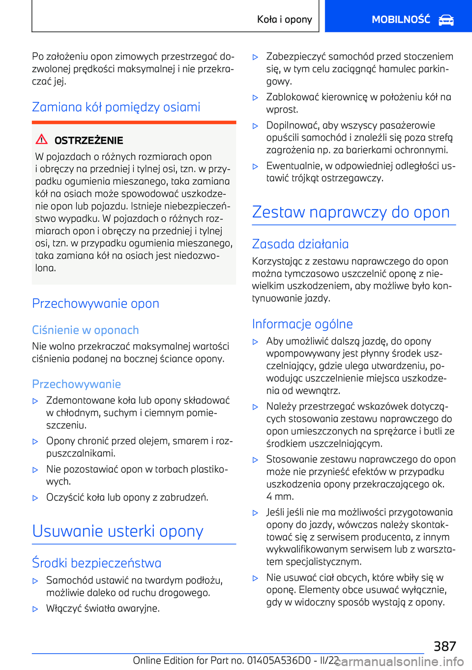 BMW X6 M 2022  Instrukcja obsługi (in Polish) Po za2o 0eniu opon zimowych przestrzega 4 do