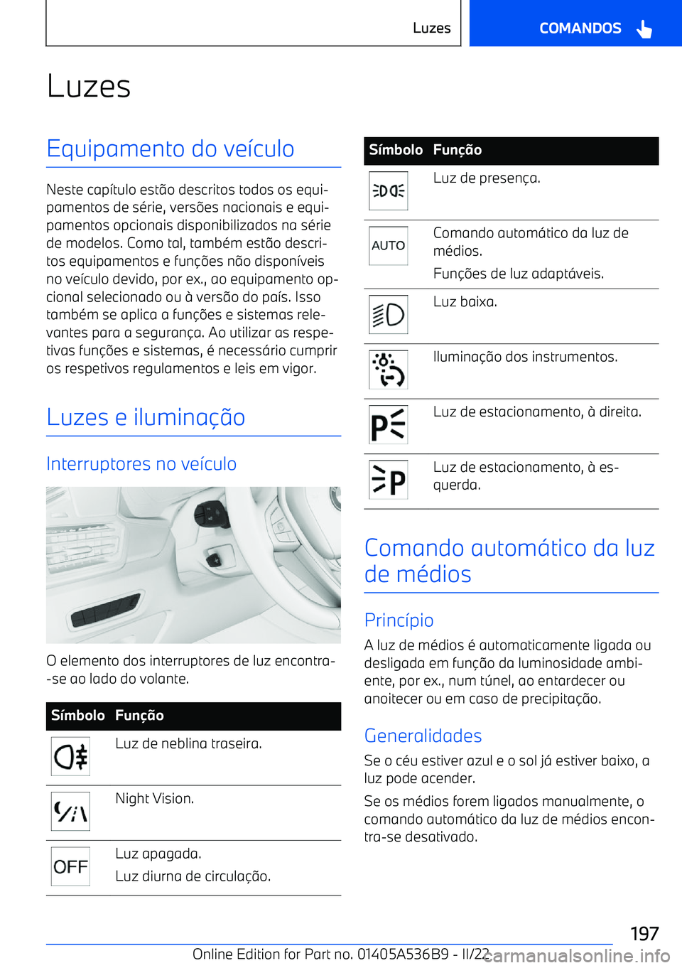 BMW X6 M 2022  Manual do condutor (in Portuguese) LuzesEquipamento do ve>culo
Neste cap >tulo est @o descritos todos os equi