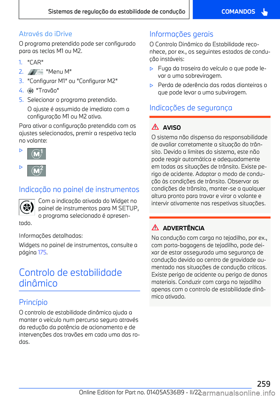 BMW X6 M 2022  Manual do condutor (in Portuguese) Atrav